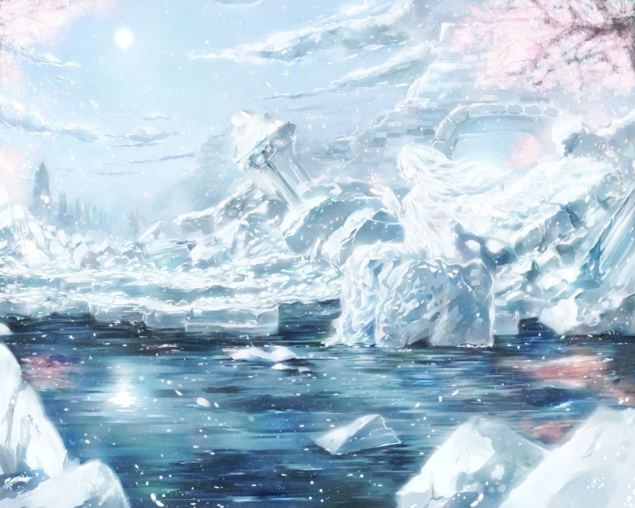 Paesaggio innevato con ghiacci e mare, 1280x1024 720p, PC