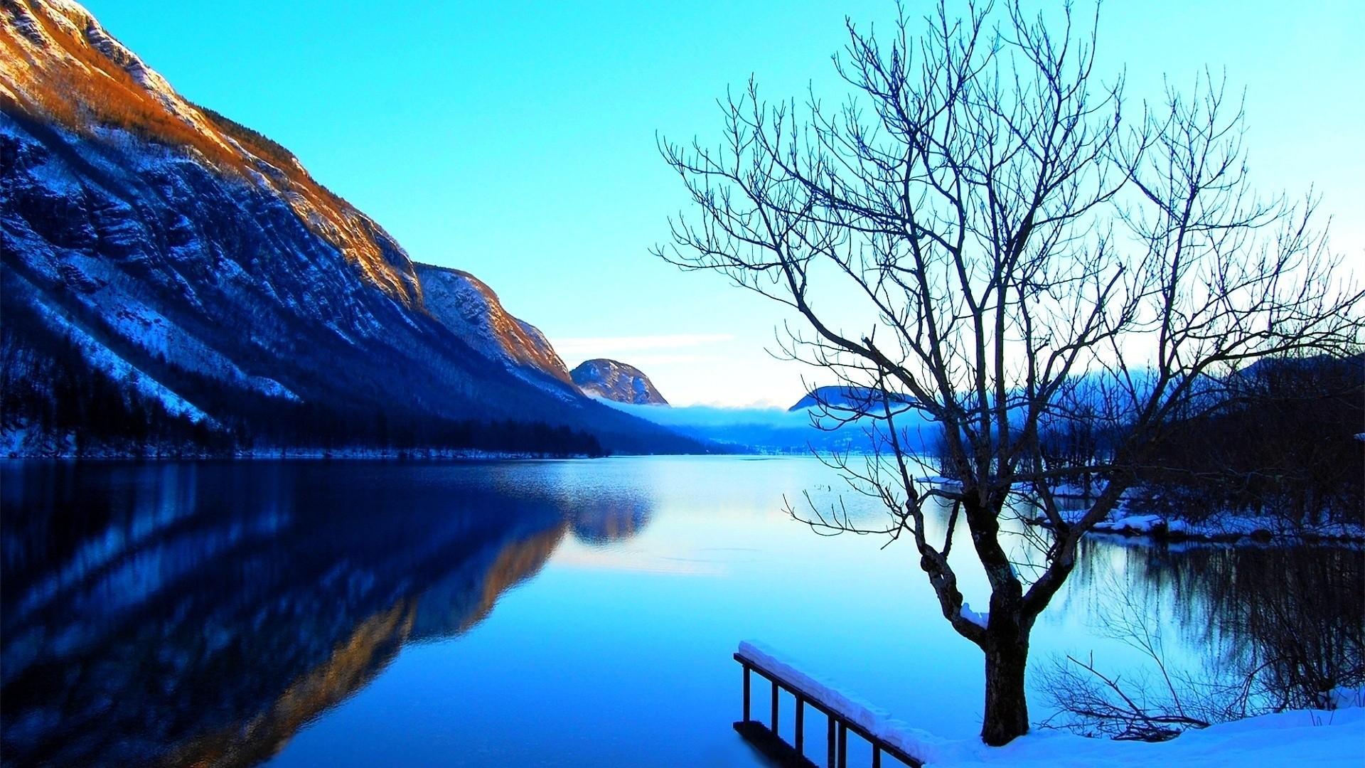 Lago montano invernale blu, 1920x1080 1080p, PC Desktop
