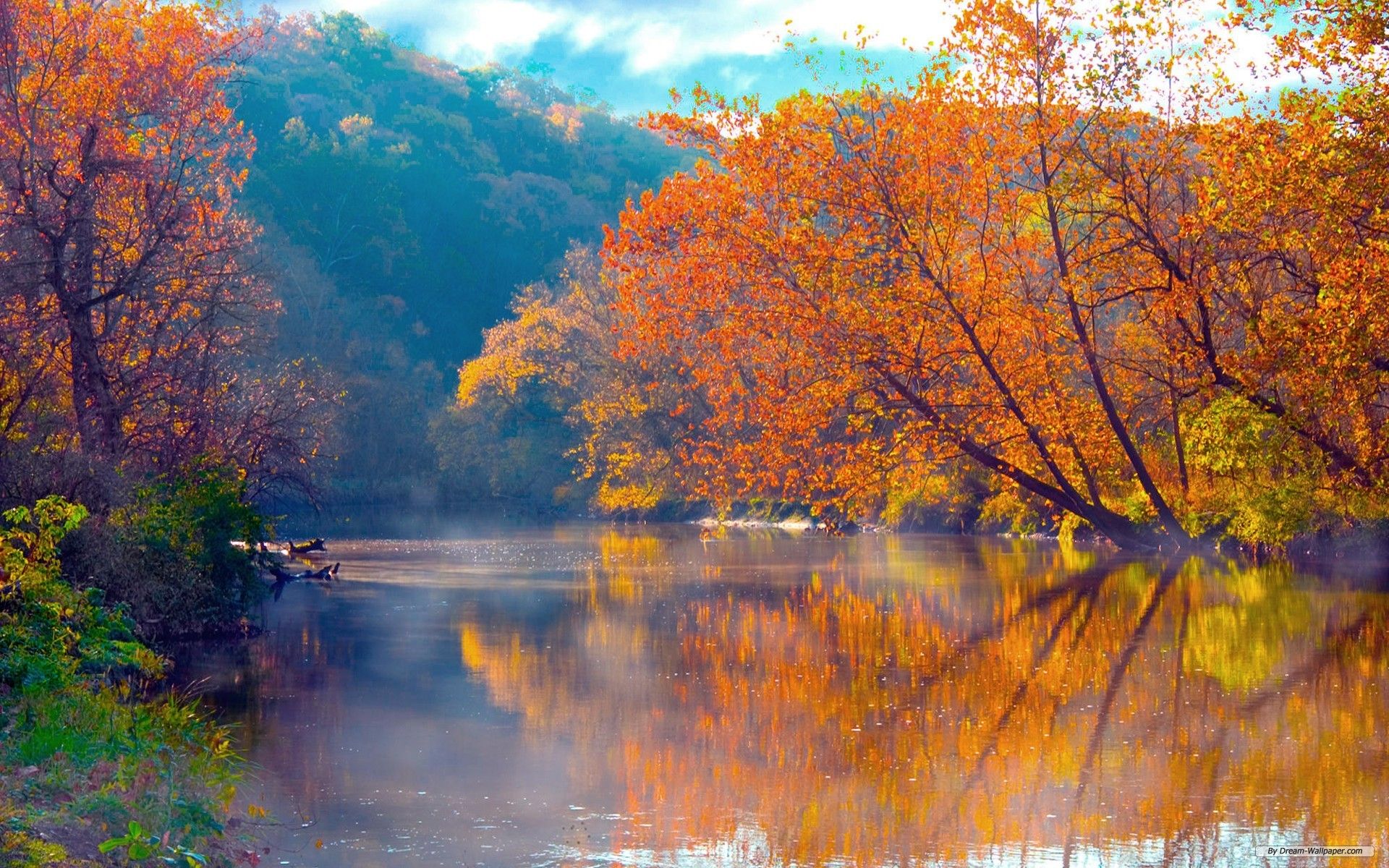 Lago autunnale con alberi arancioni, 1920x1200 Full HD+ WUXGA, Desktop