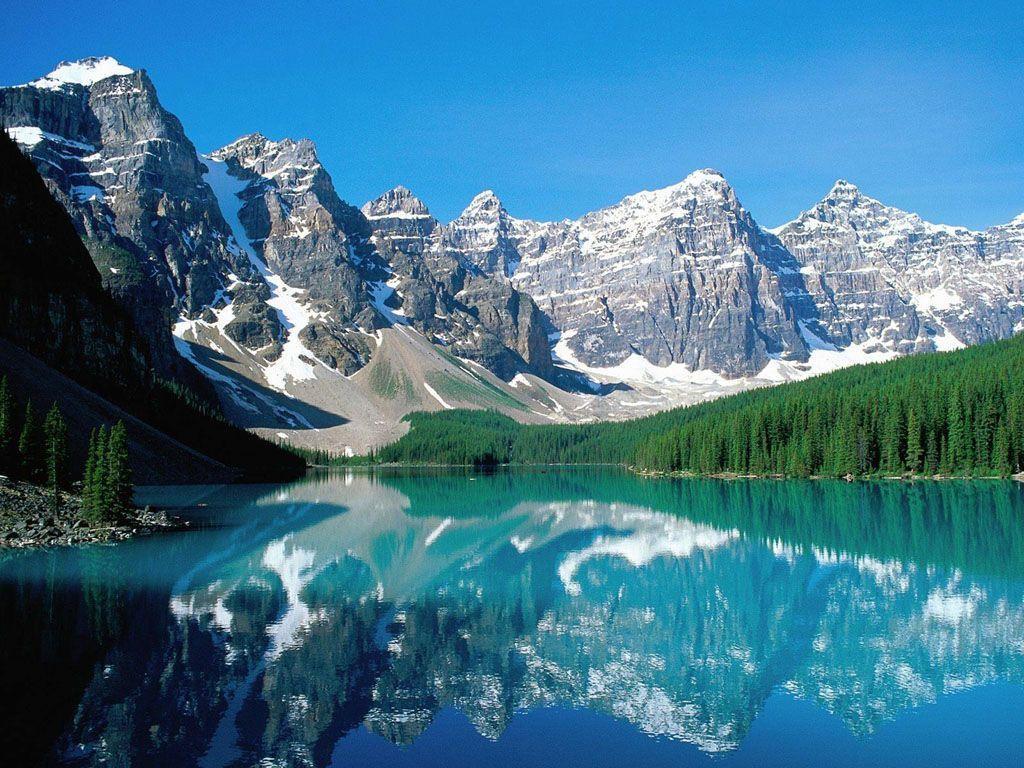 Lago Moraine montagne innevate, 1024x768 HD, PC