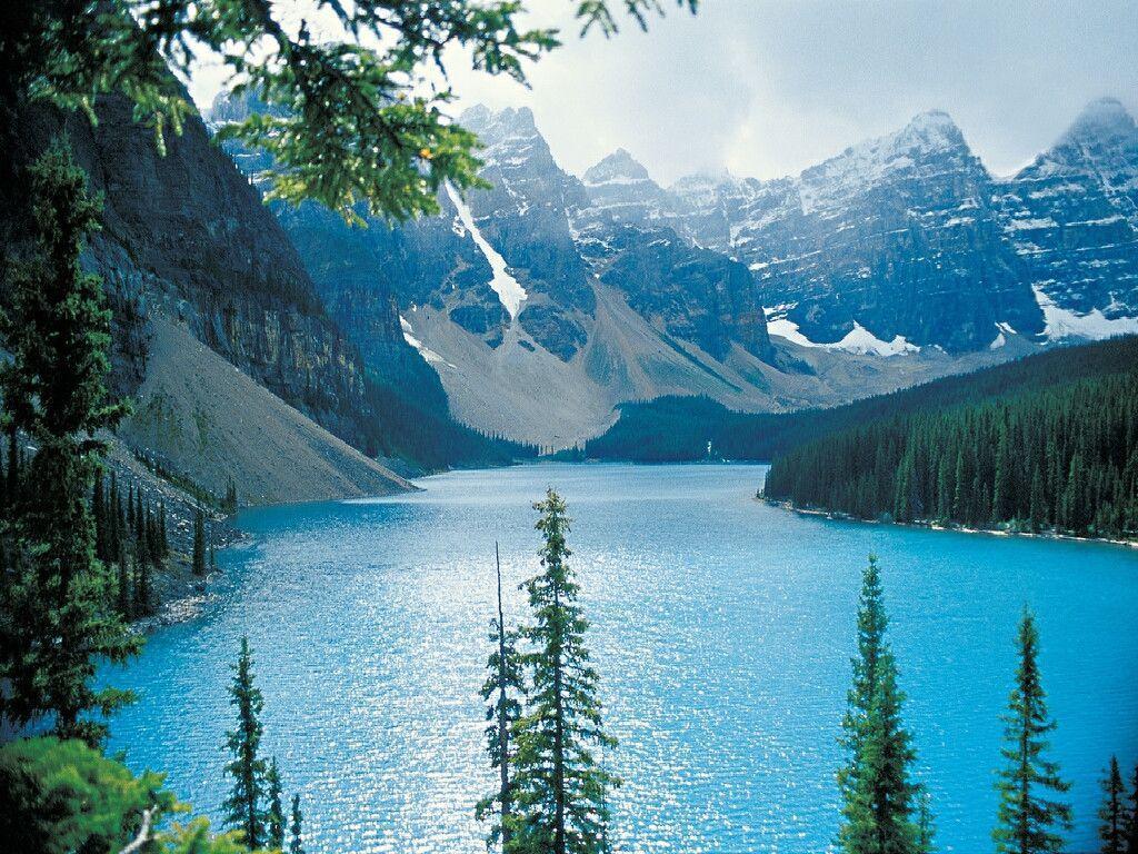 Lago Moraine montagne innevate, 1024x768 HD, PC