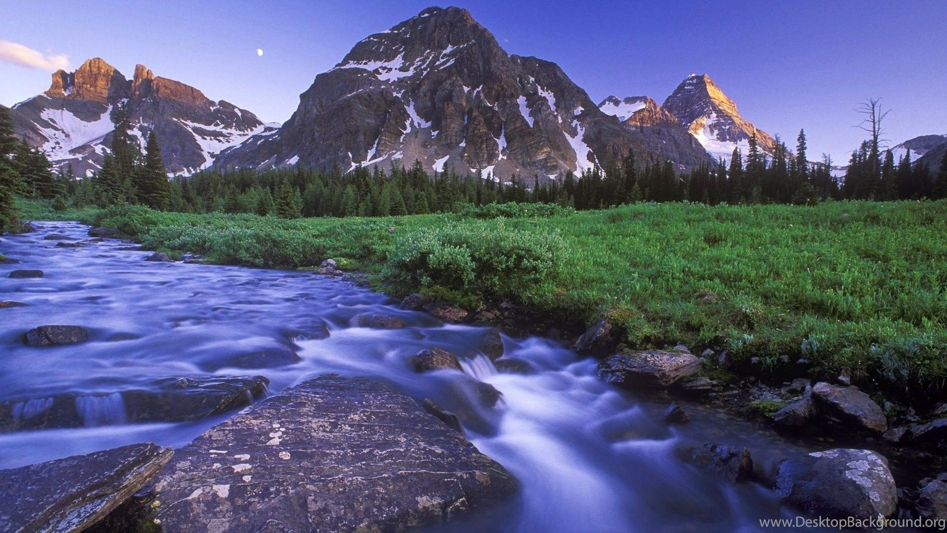 Montagne innevate con fiume, 1920x1080 Full HD, PC Desktop