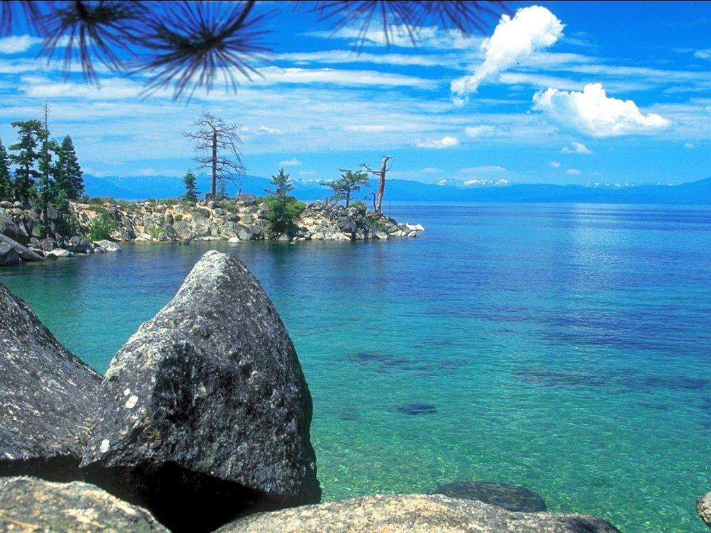 Lago turchese con rocce, 1024x768 HD, iMac