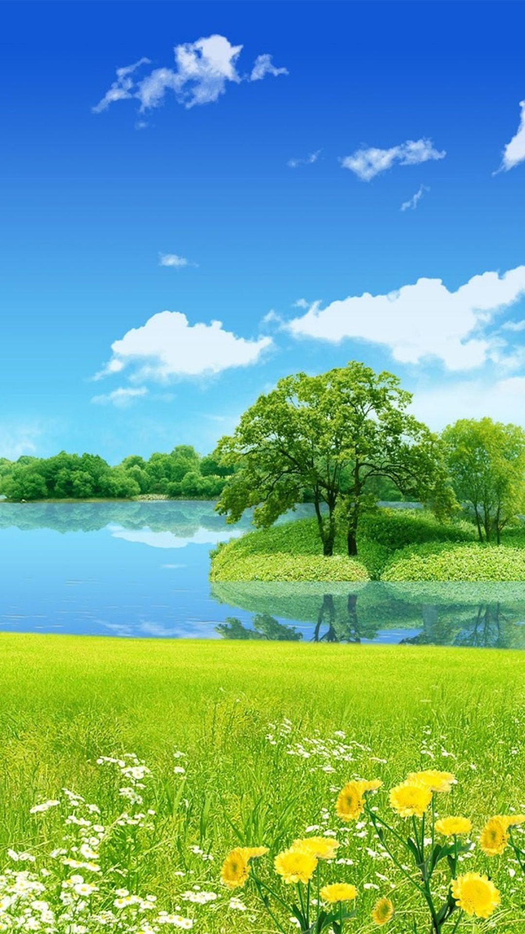 prato verde lago albero, 1080x1920 Full HD Verticale, Samsung Galaxy