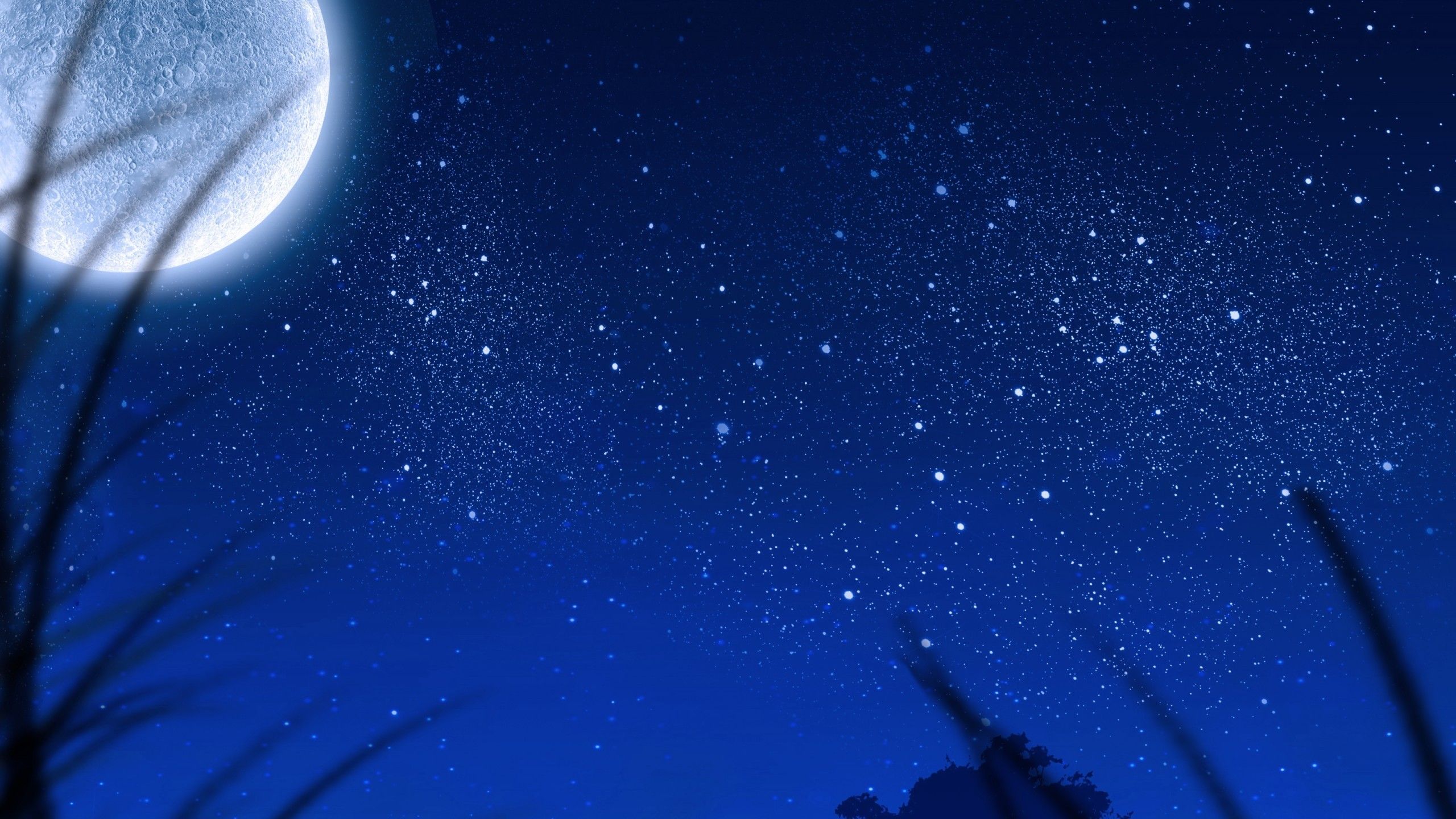 Luna e stelle notte blu, 2560x1440 1440p, Desktop