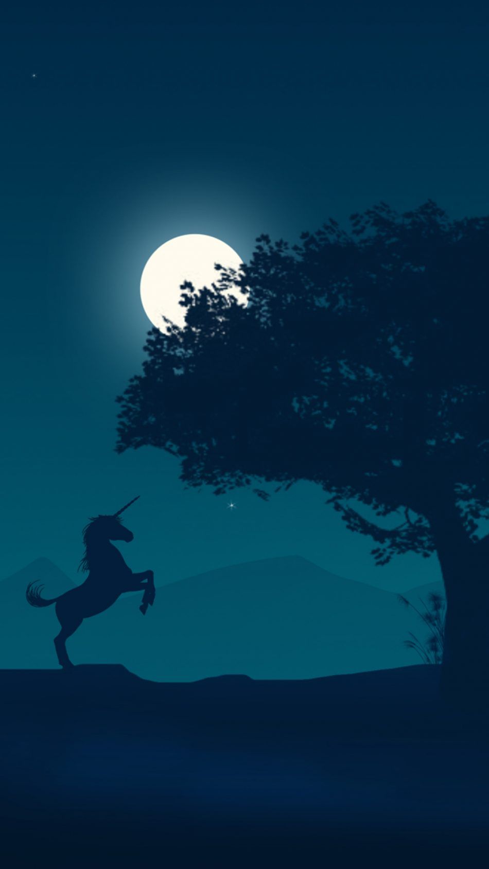 Unicorno silhouette luna notte, 950x1689 Verticale, Mobile