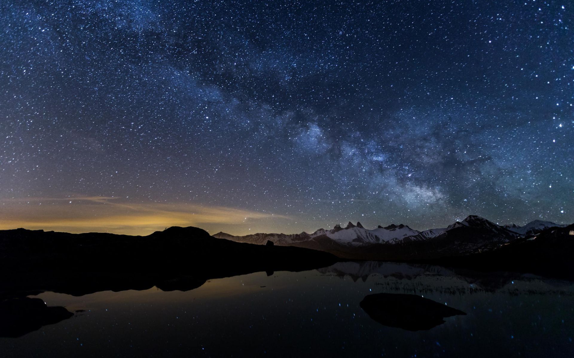 Cielo stellato su montagne lago, 1920x1200 Full HD+ WUXGA, Desktop
