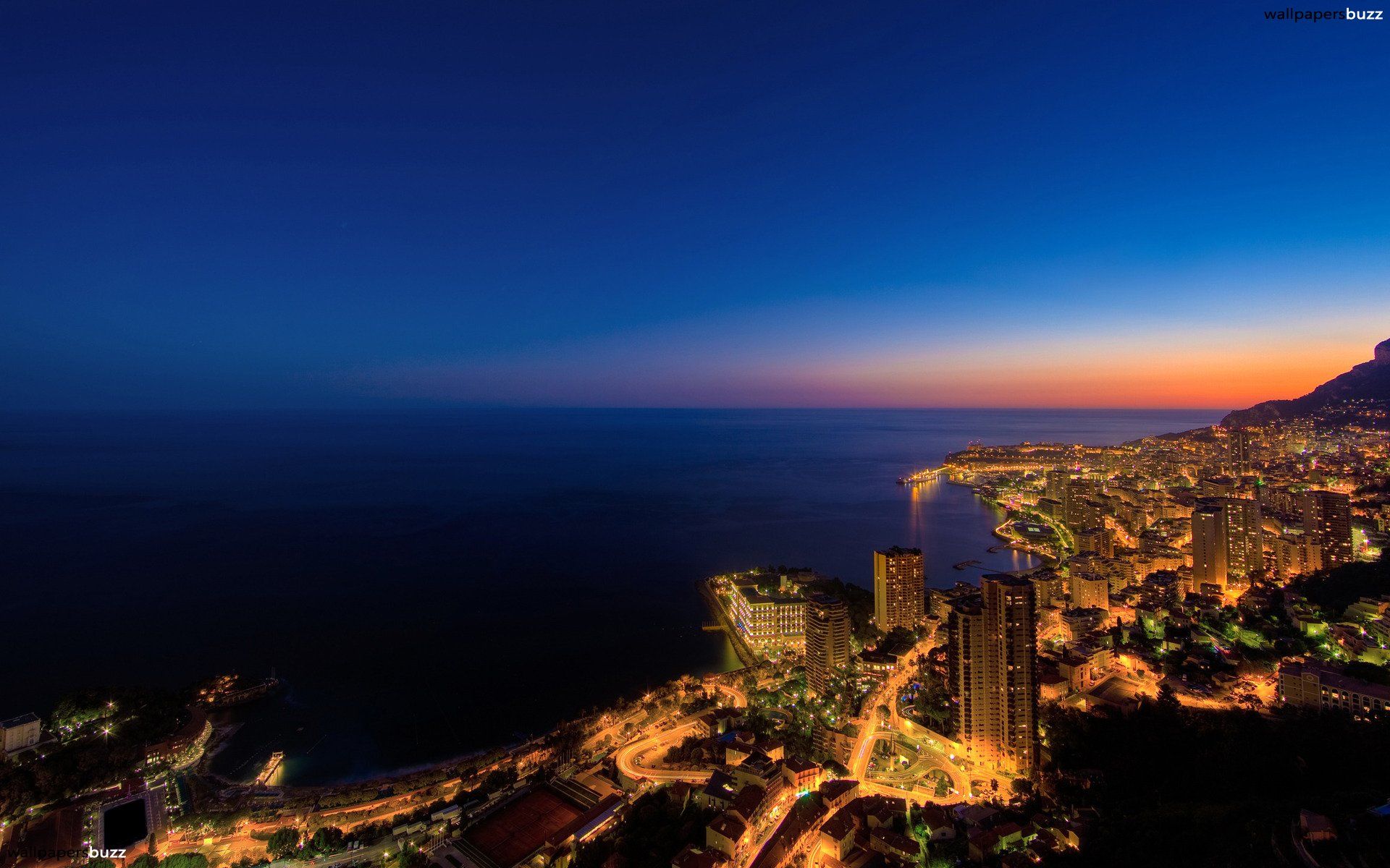 Città costiera luci notturne, 1920x1200 Full HD+ WUXGA, PC