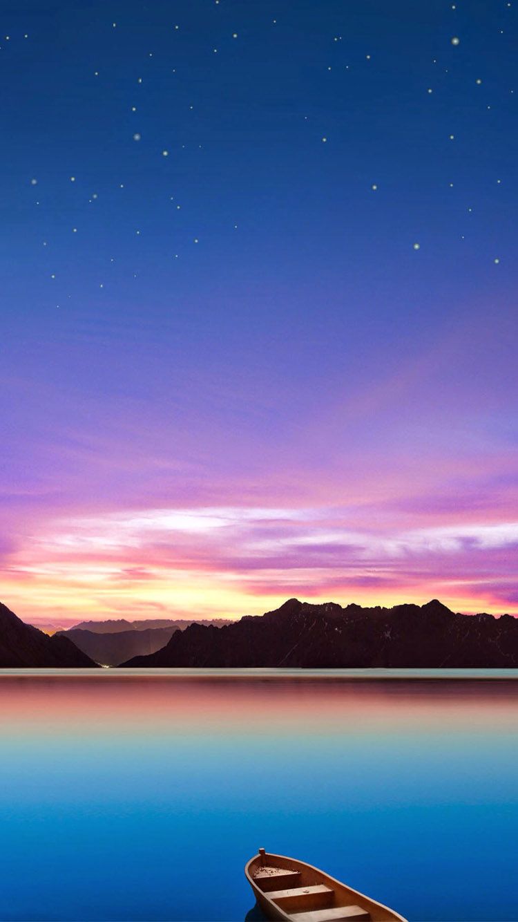 Barca su lago al tramonto, 750x1334 Full HD Verticale, iPhone