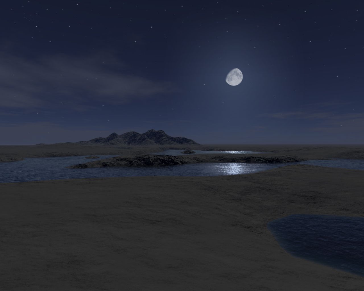Paesaggio notturno luna riflesso lago, 1280x1024 720p, Laptop