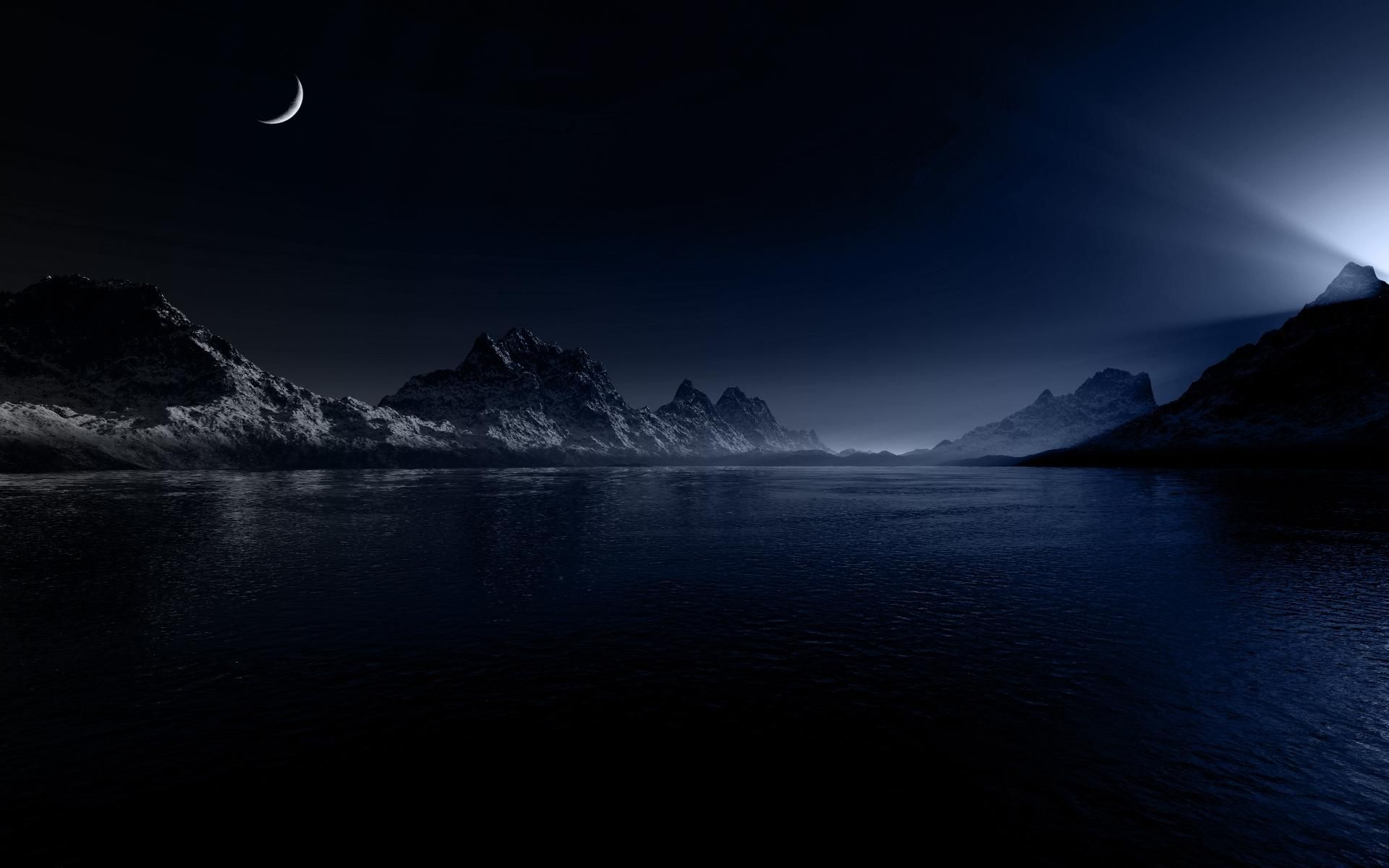 Paesaggio notturno montagne lago, 1920x1200 WUXGA, Desktop