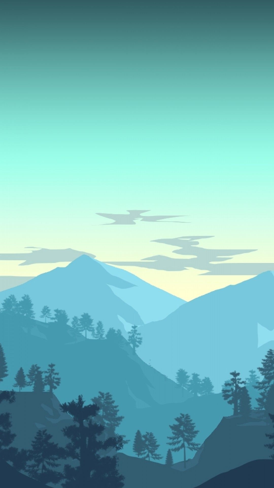 Montagne minimaliste turchesi, 1080x1920 Verticale, iPhone Plus