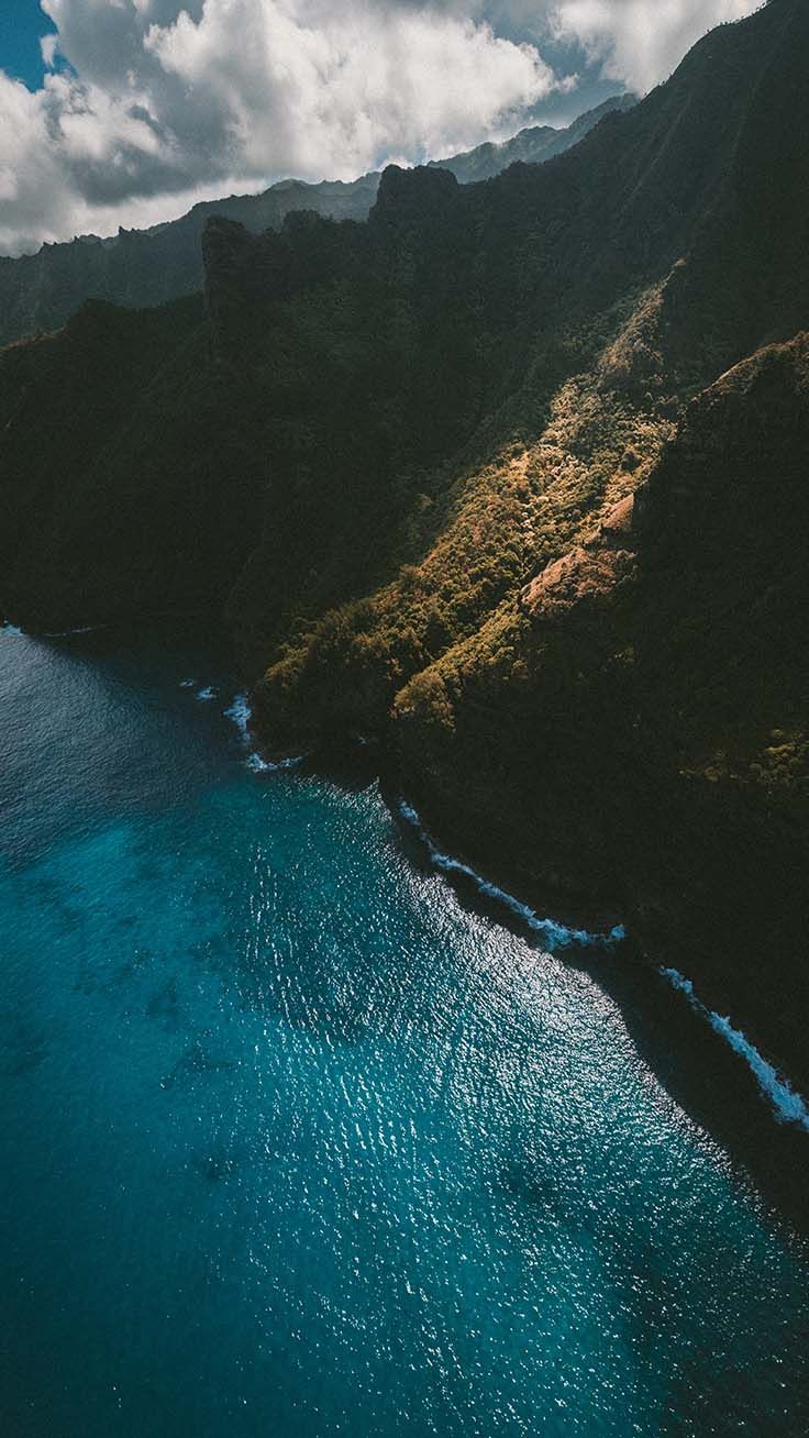 Costa montuosa e mare turchese, 736x1308 Full HD Verticale, iPhone Plus