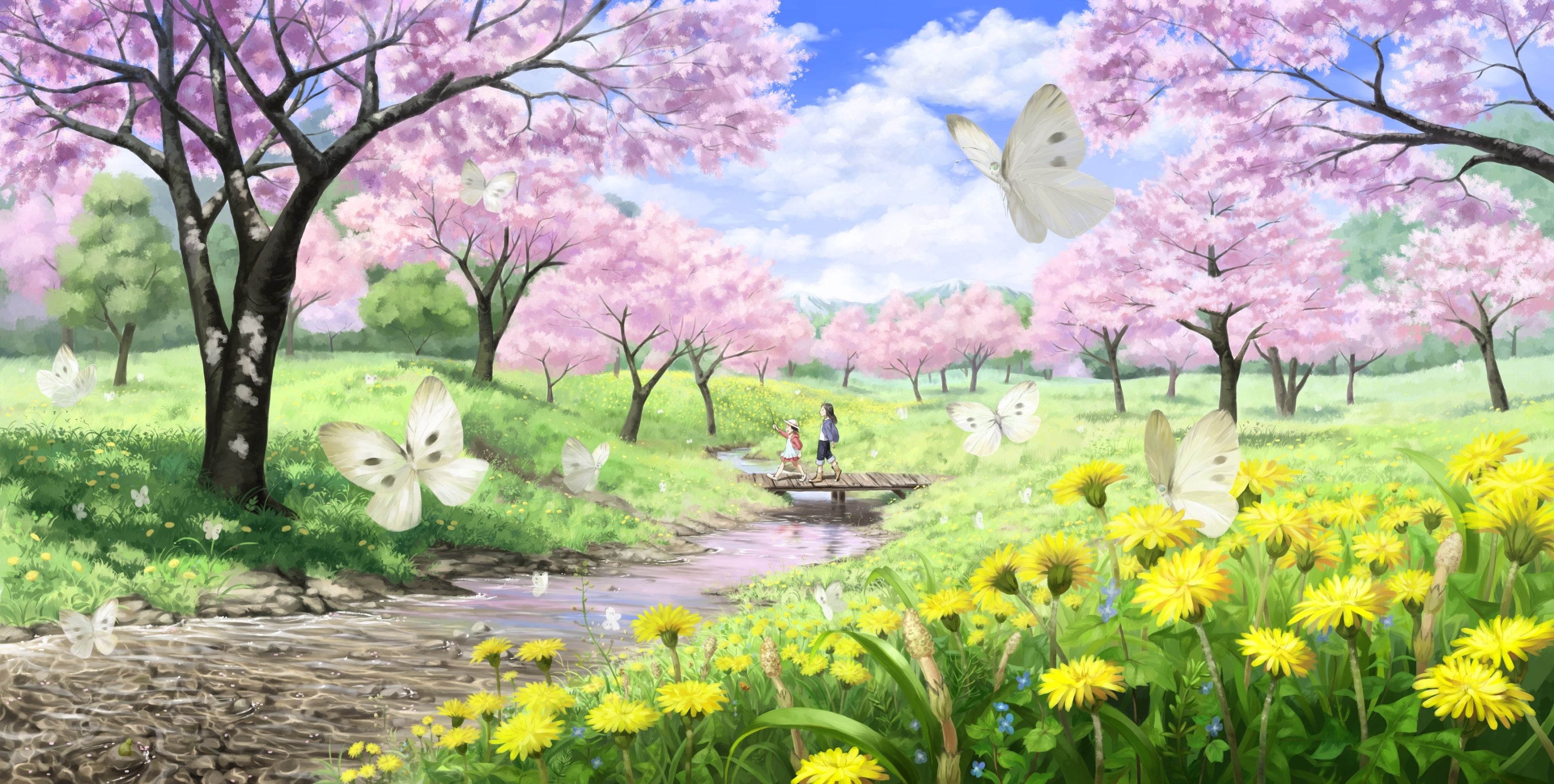 Paesaggio primaverile ciliegi fioriti, 3200x1617 WQXGA, PC