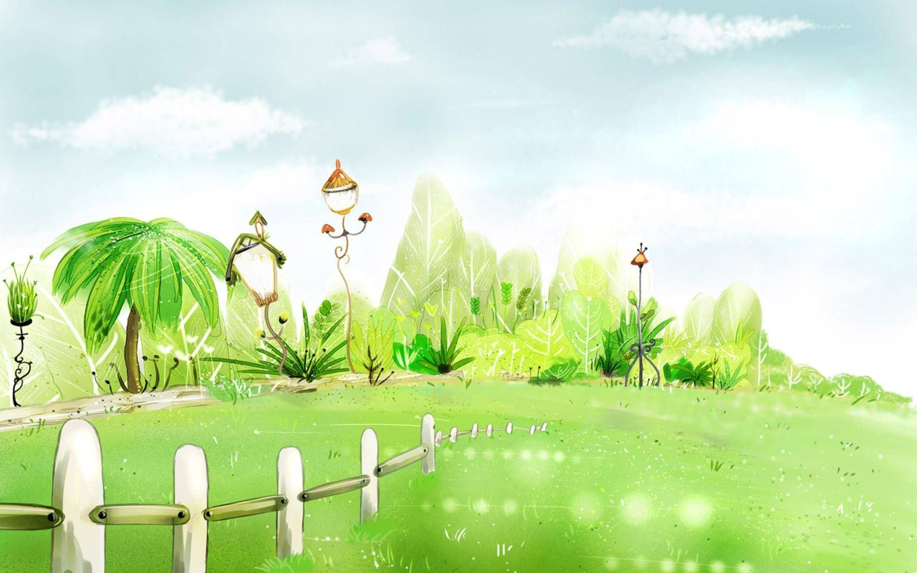 Paesaggio primaverile cartone verde, 1800x1125 900p, PC