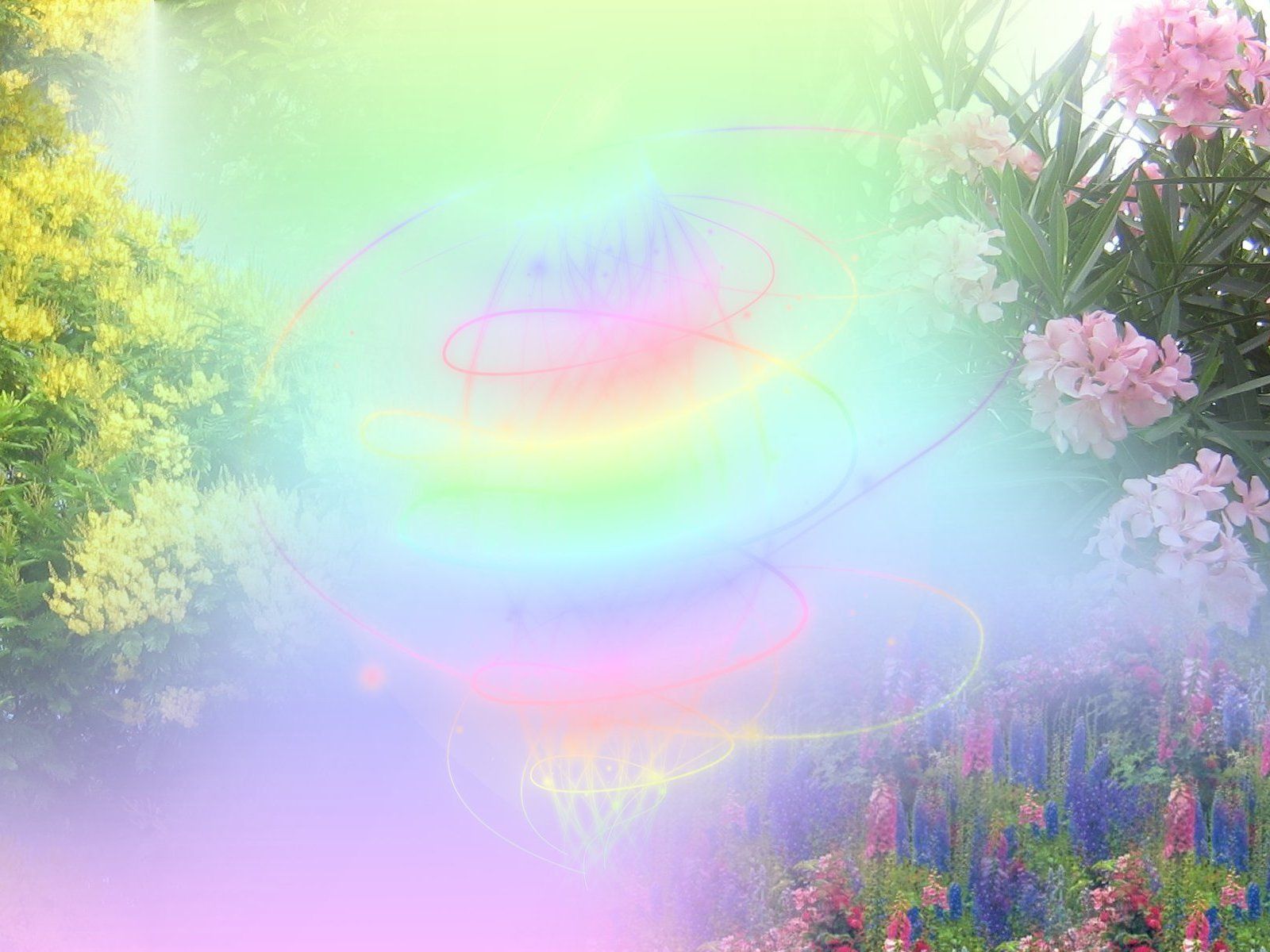 Arcobaleno pastello tra fiori, 1600x1200 HD Ready, Desktop