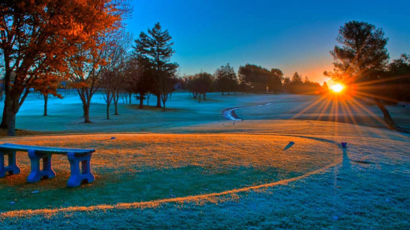 Parco con alba e brina, 1366x768 HD, Desktop