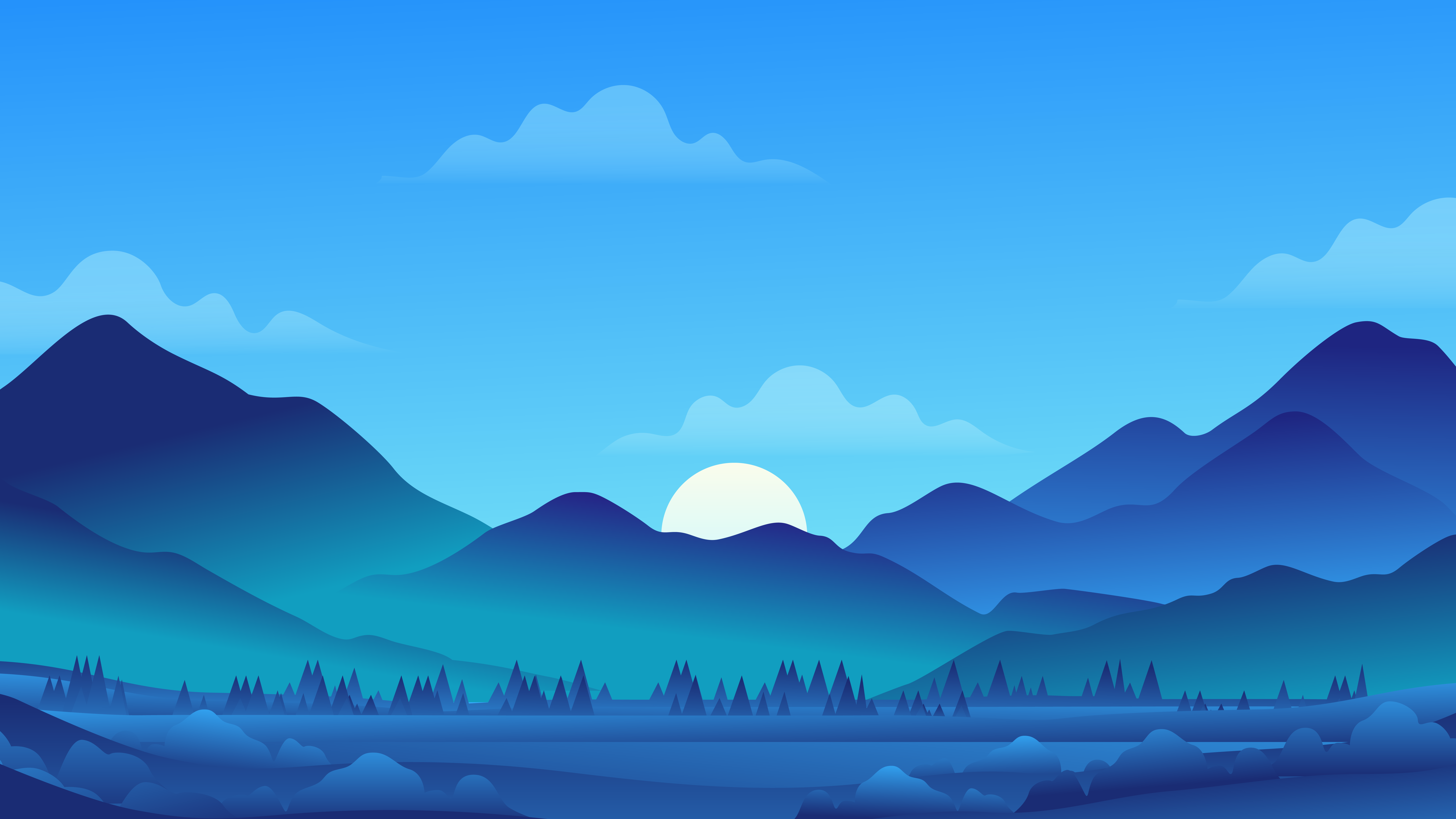 Montagne minimaliste blu al tramonto, 7680x4320 4K Ultra HD, Monitor 4K