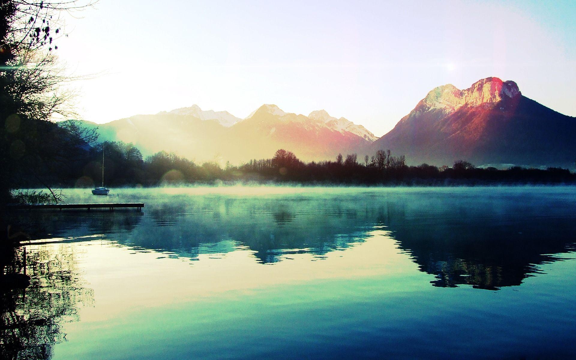 Lago con montagne all'alba, 1920x1200 Full HD+ WUXGA, PC Desktop