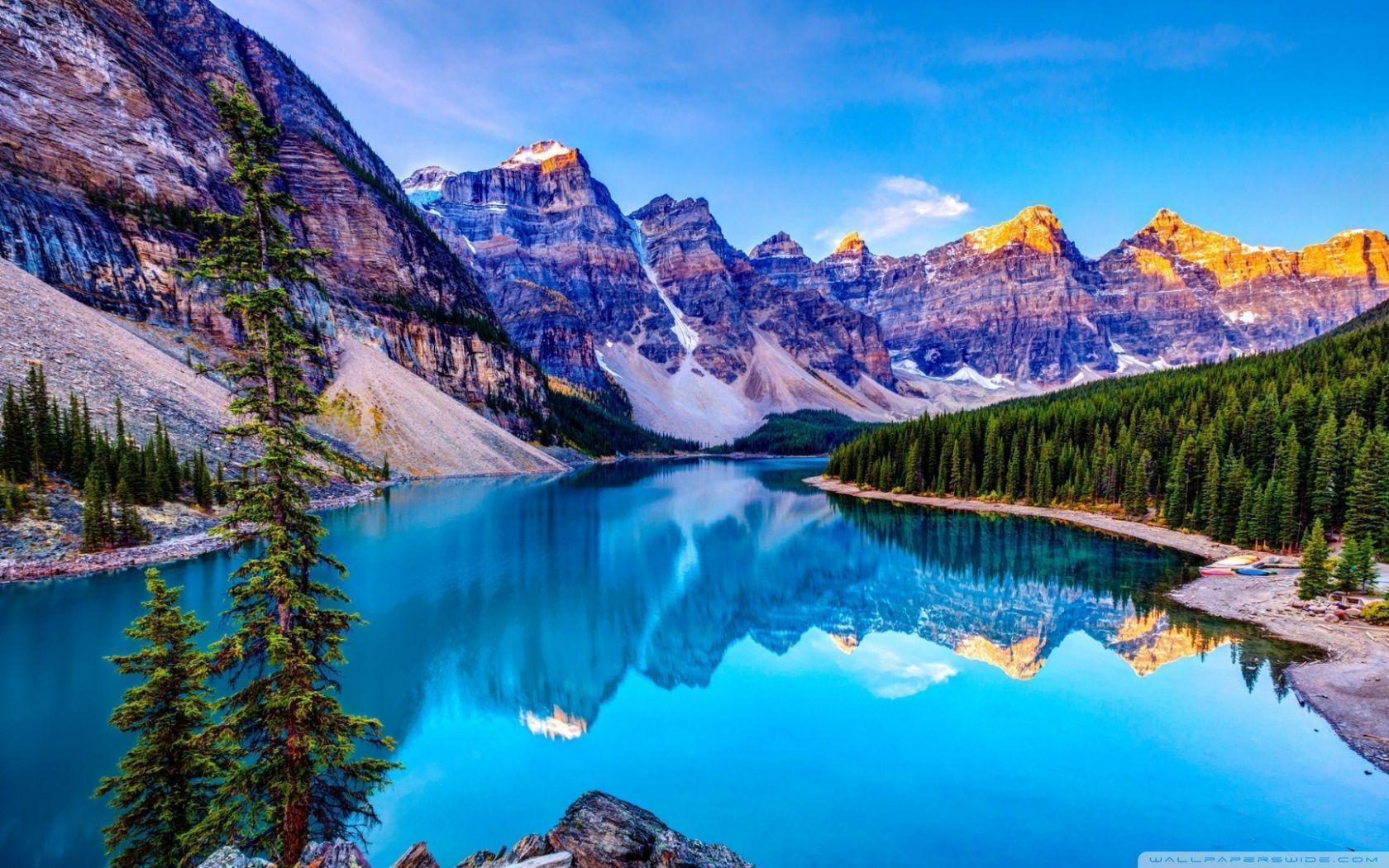Lago Moraine montagne Canada, 1680x1050 HD Ready, Desktop