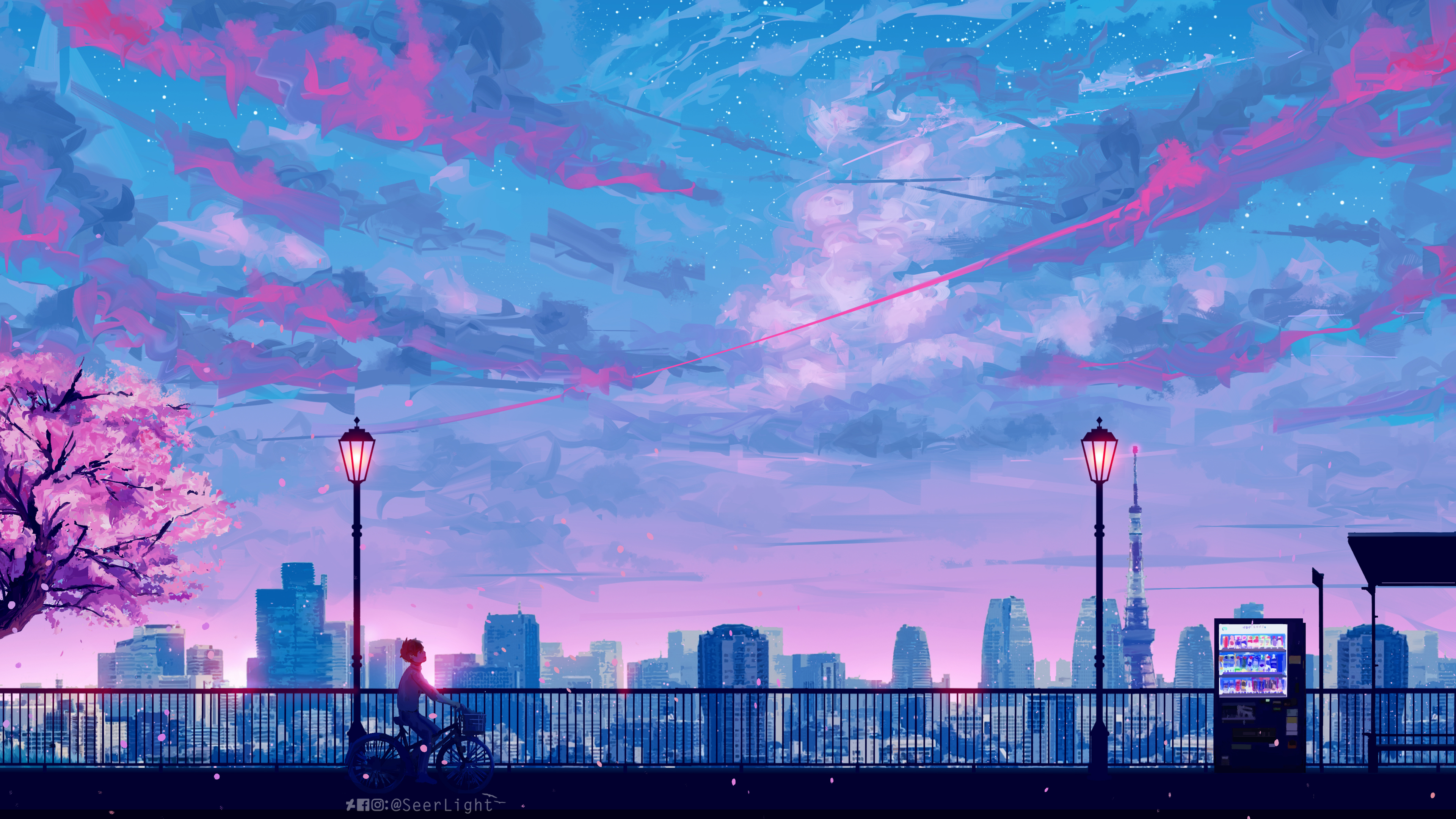 Paesaggio urbano anime al tramonto, 3840x2160 UHD, PC 4K