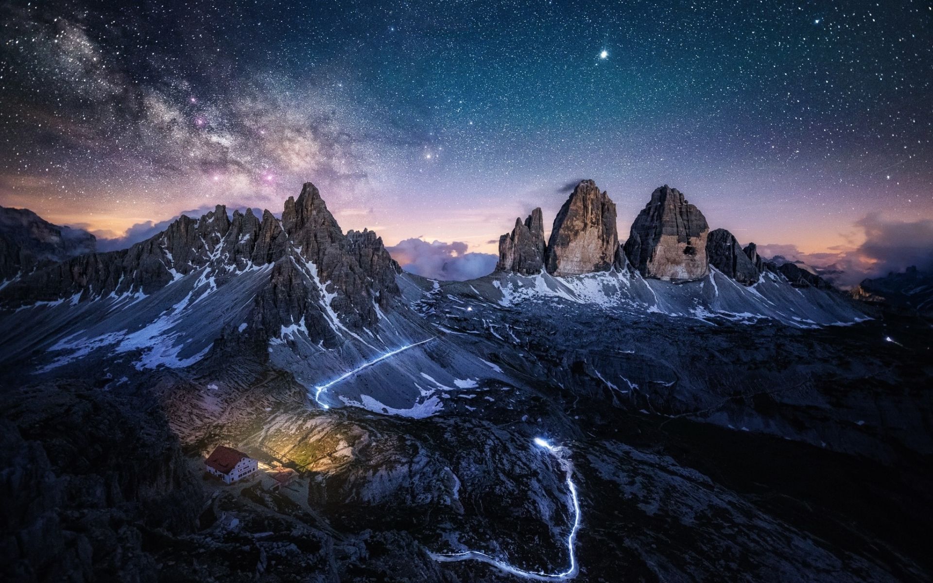 Montagne Dolomiti sotto Via Lattea, 1920x1200 Full HD+, Laptop