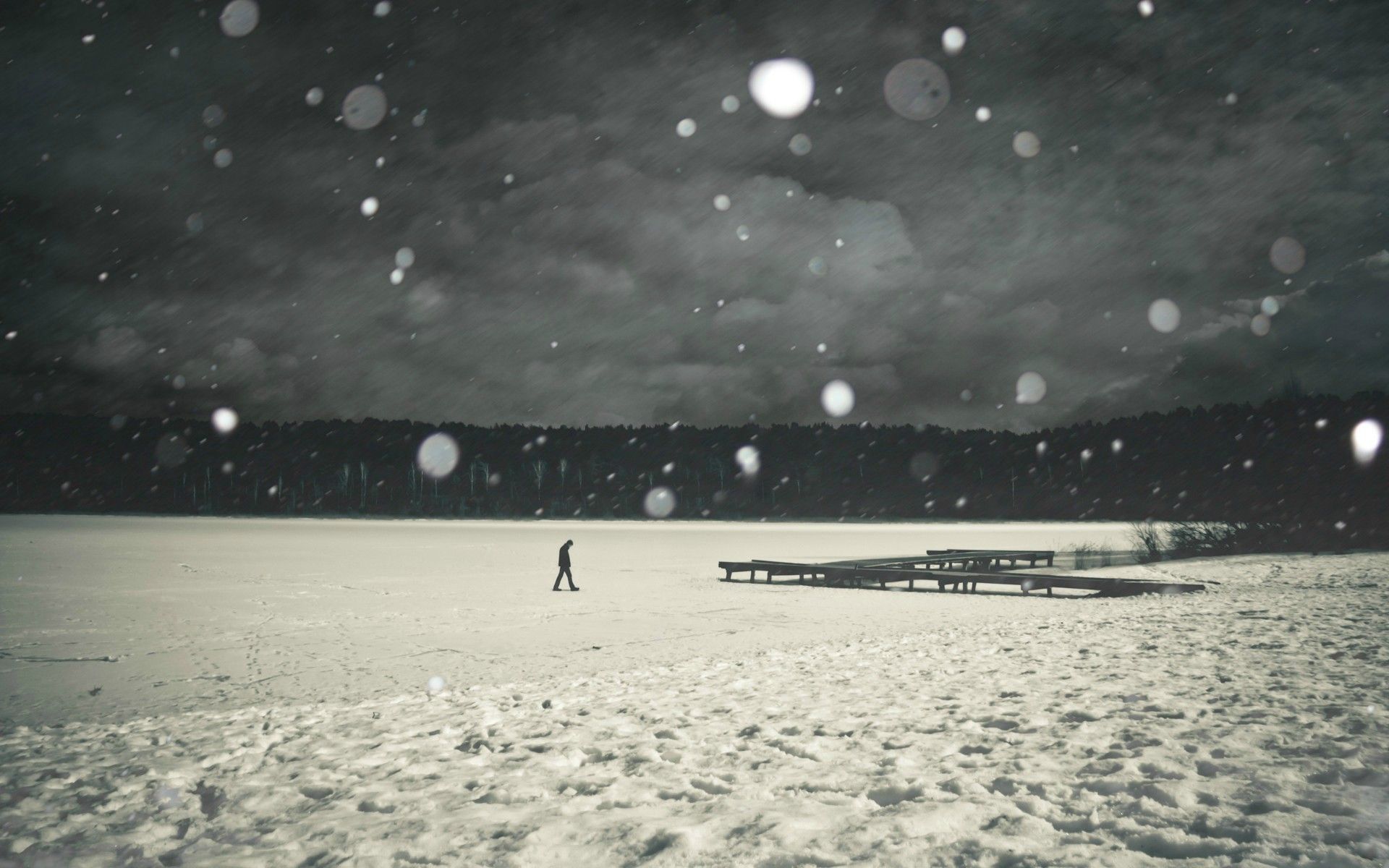 Figura solitaria nella neve, 1920x1200 Full HD+ WUXGA, Desktop