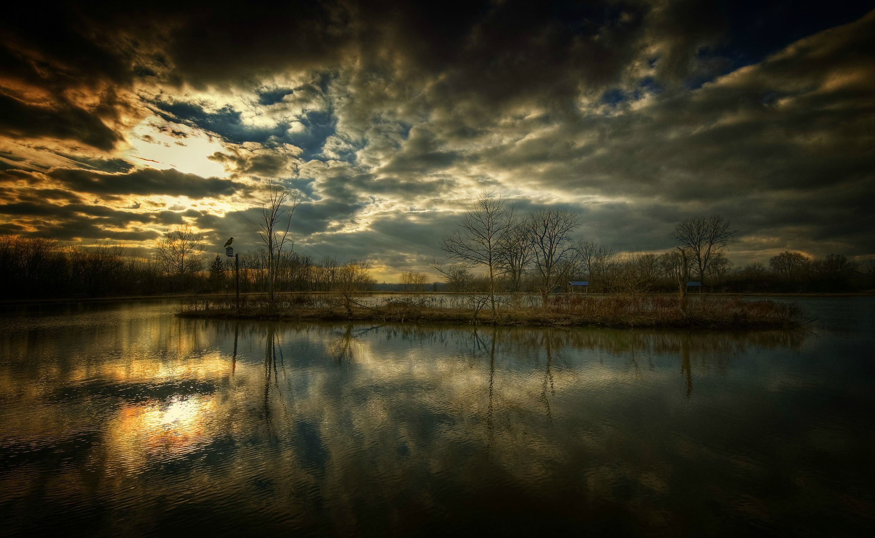 Lago malinconico al tramonto, 2989x1839 WQXGA, PC
