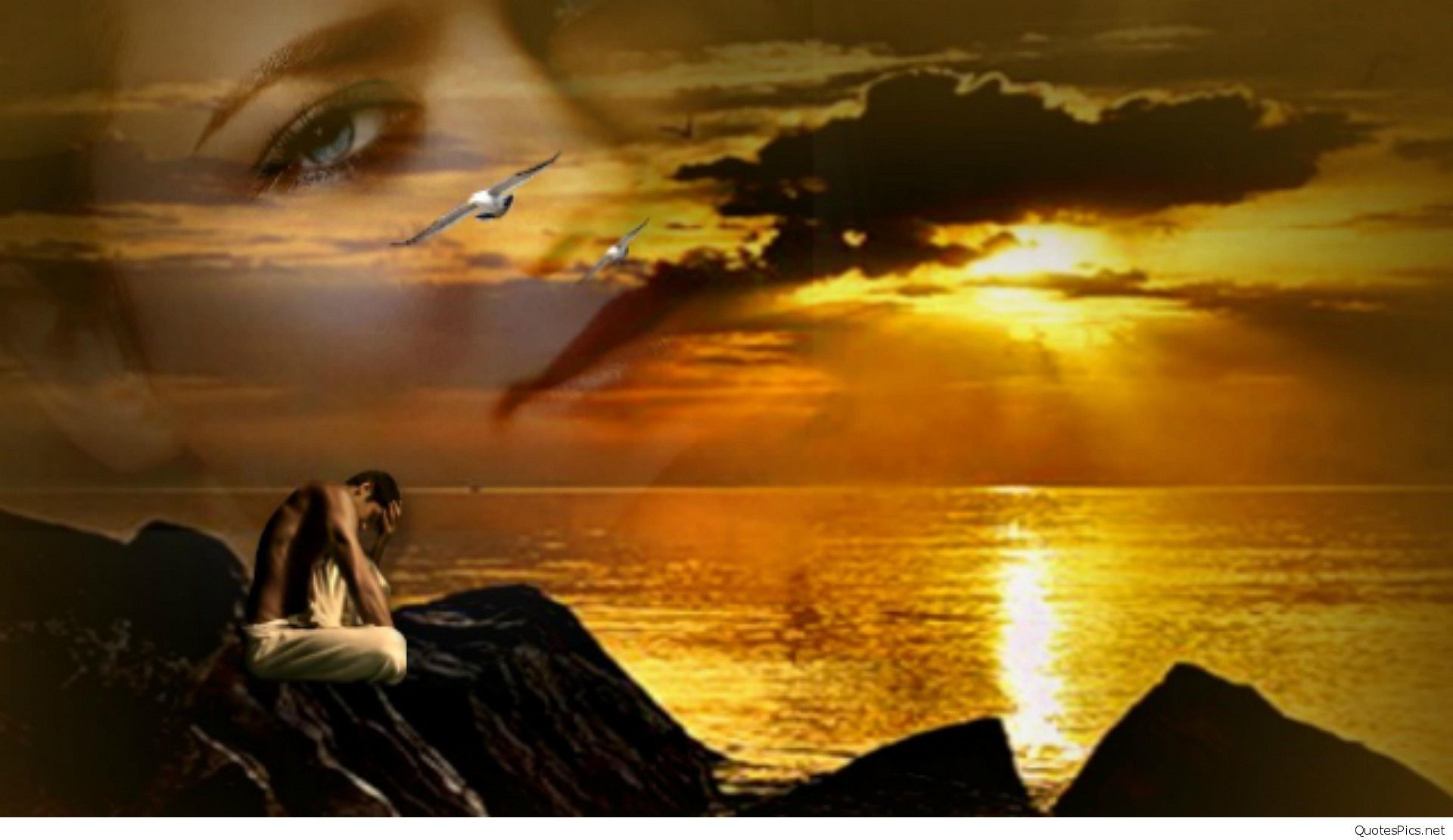 Uomo solo su scogli al tramonto, 1920x1110 Full HD 1080p, Laptop