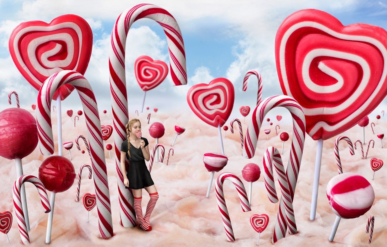 Ragazza tra caramelle giganti Candyland, 1332x850 HD, Notebook Gaming