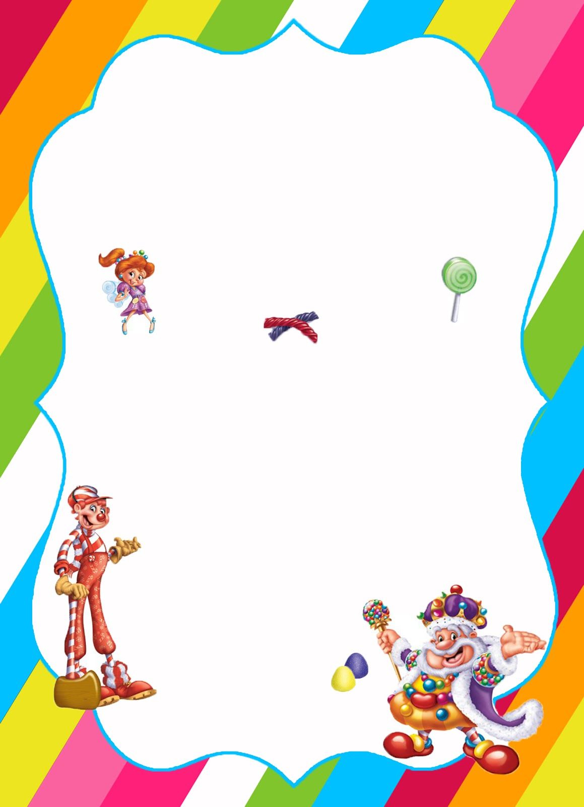 Cornice arcobaleno con clown e caramelle, 1159x1600 Verticale, Telefono