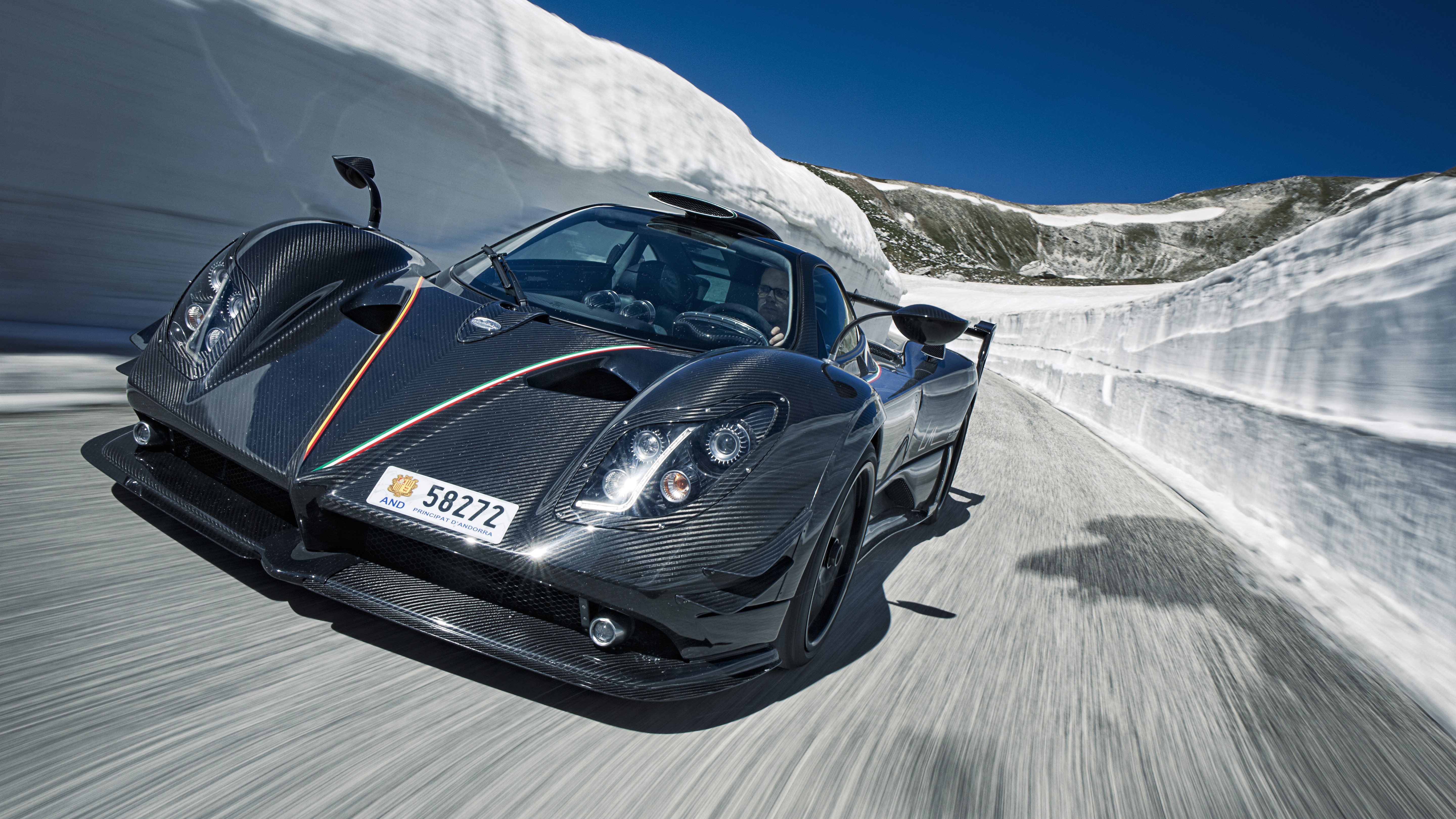 Pagani Zonda nera montagna, 5760x3240 Ultra HD, 4K TV