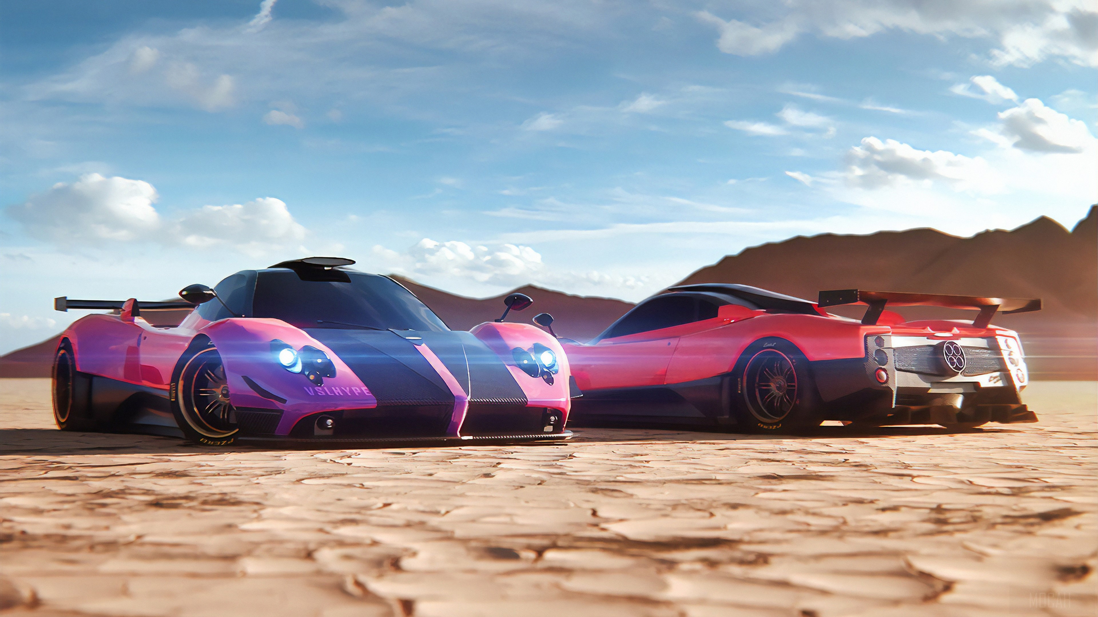 Pagani Zonda auto rosa deserto, 3840x2160 4K Ultra HD, Monitor 4K