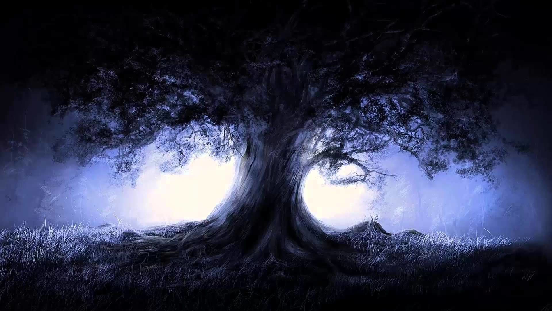 Albero sacro nella nebbia notturna, 1920x1080 Full HD, PC