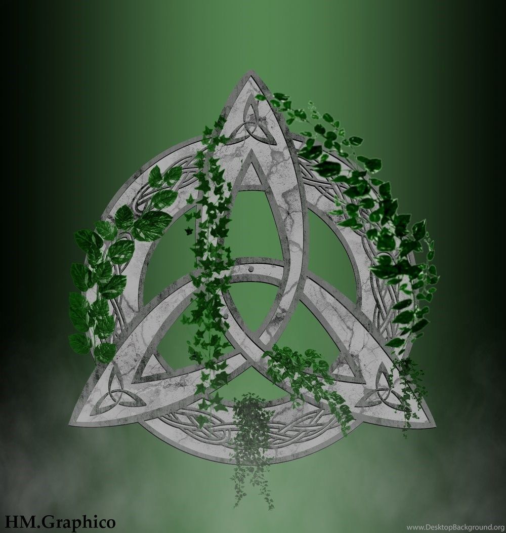 Triquetra celtica con edera verde, 1000x1053 Verticale, Telefono