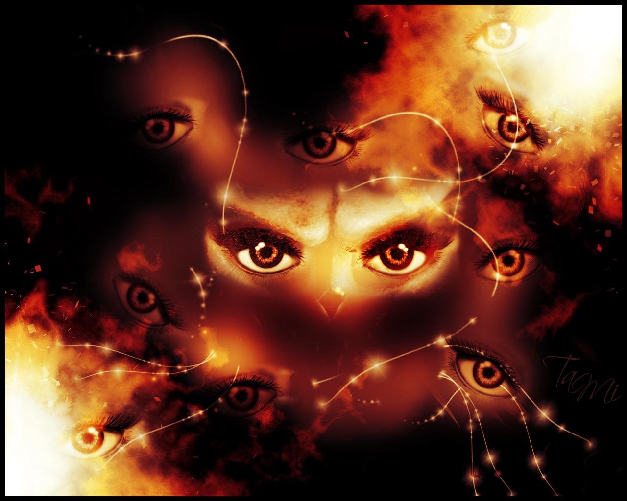 Occhi mistici fiamme dorate, 1280x1024 HD, Desktop