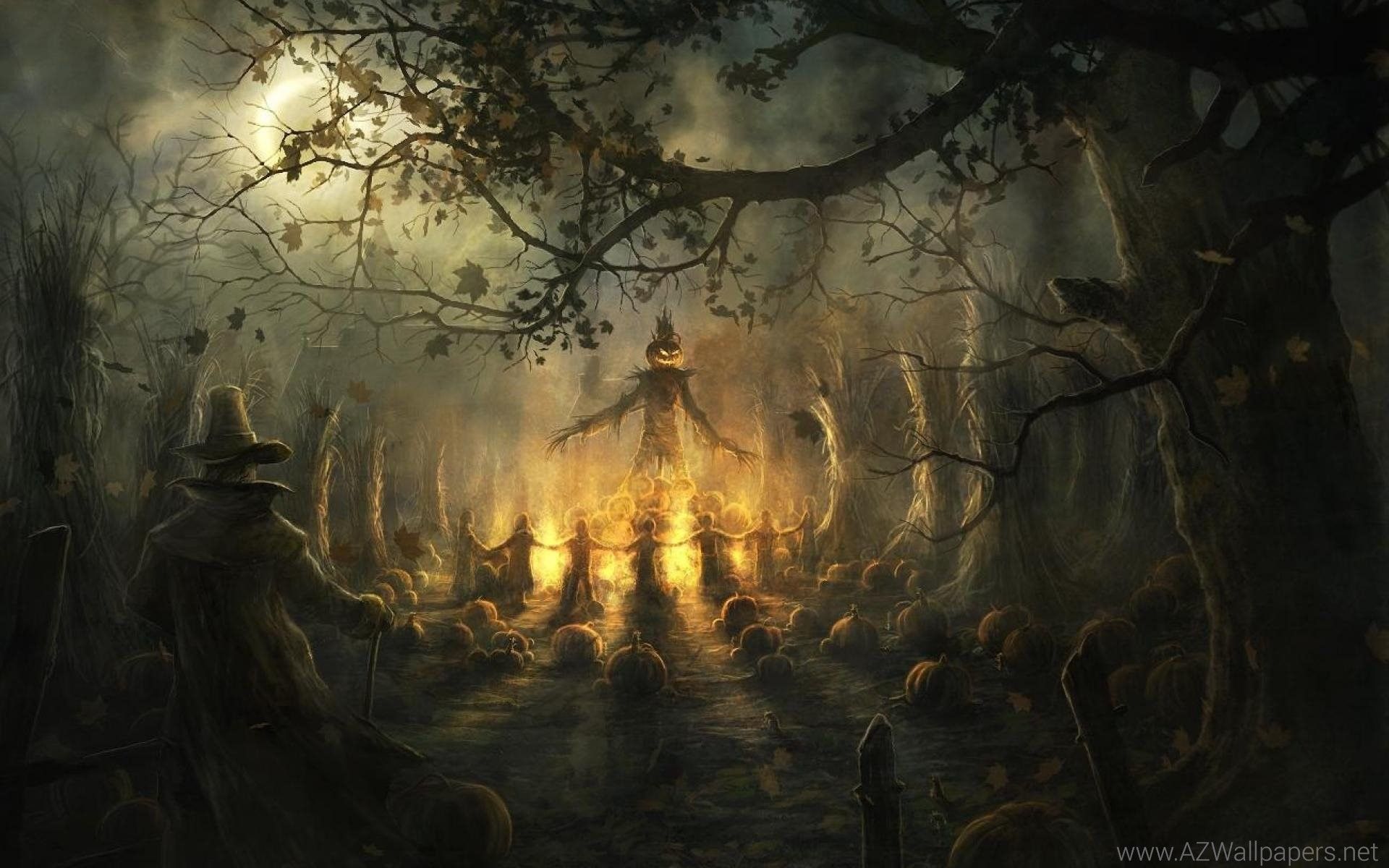 Rituale pagano nel bosco notturno, 1920x1200 Full HD+ WUXGA, Desktop