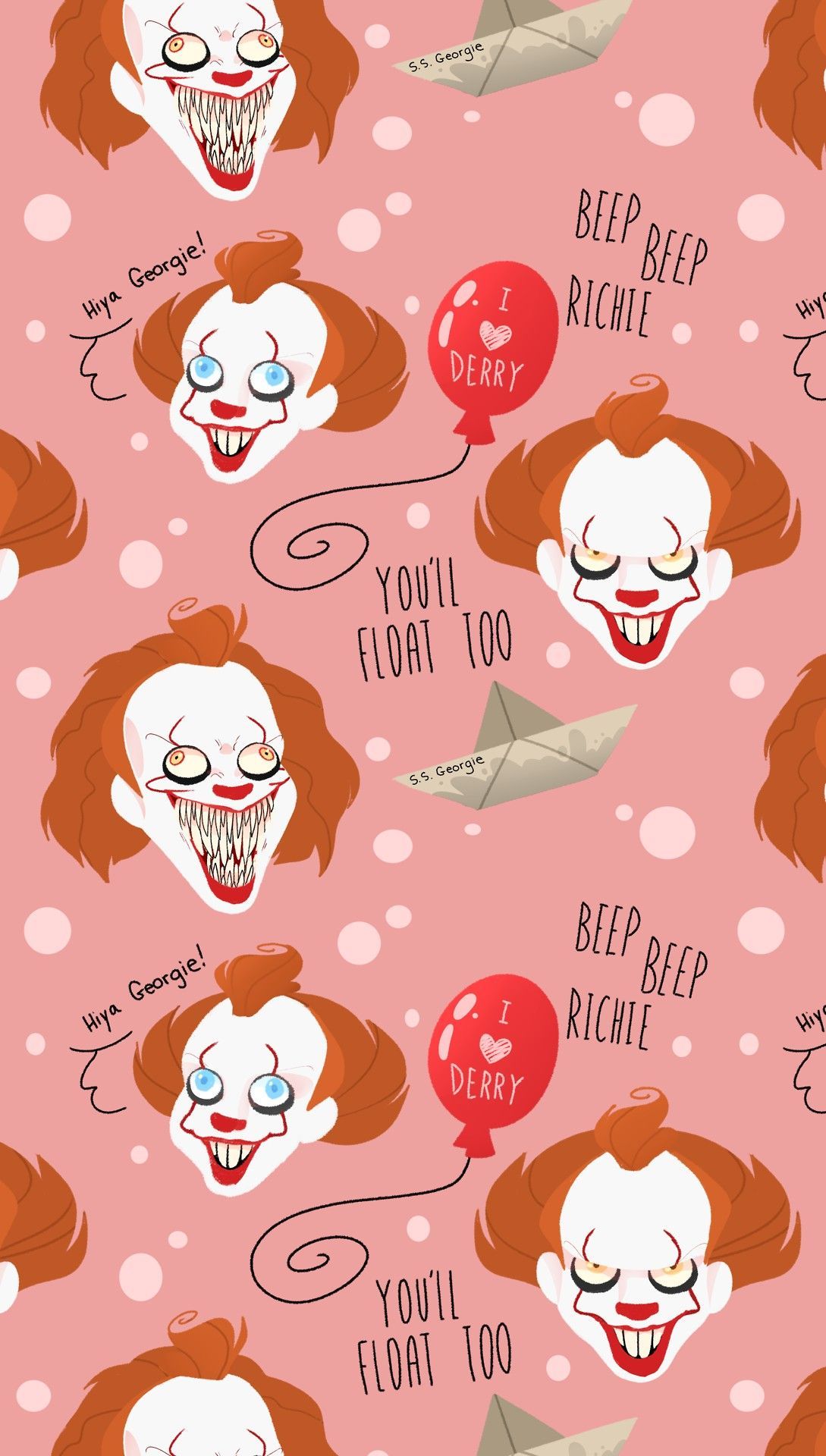 Pagliacci Pennywise sfondo rosa, 1089x1920 Verticale, Mobile