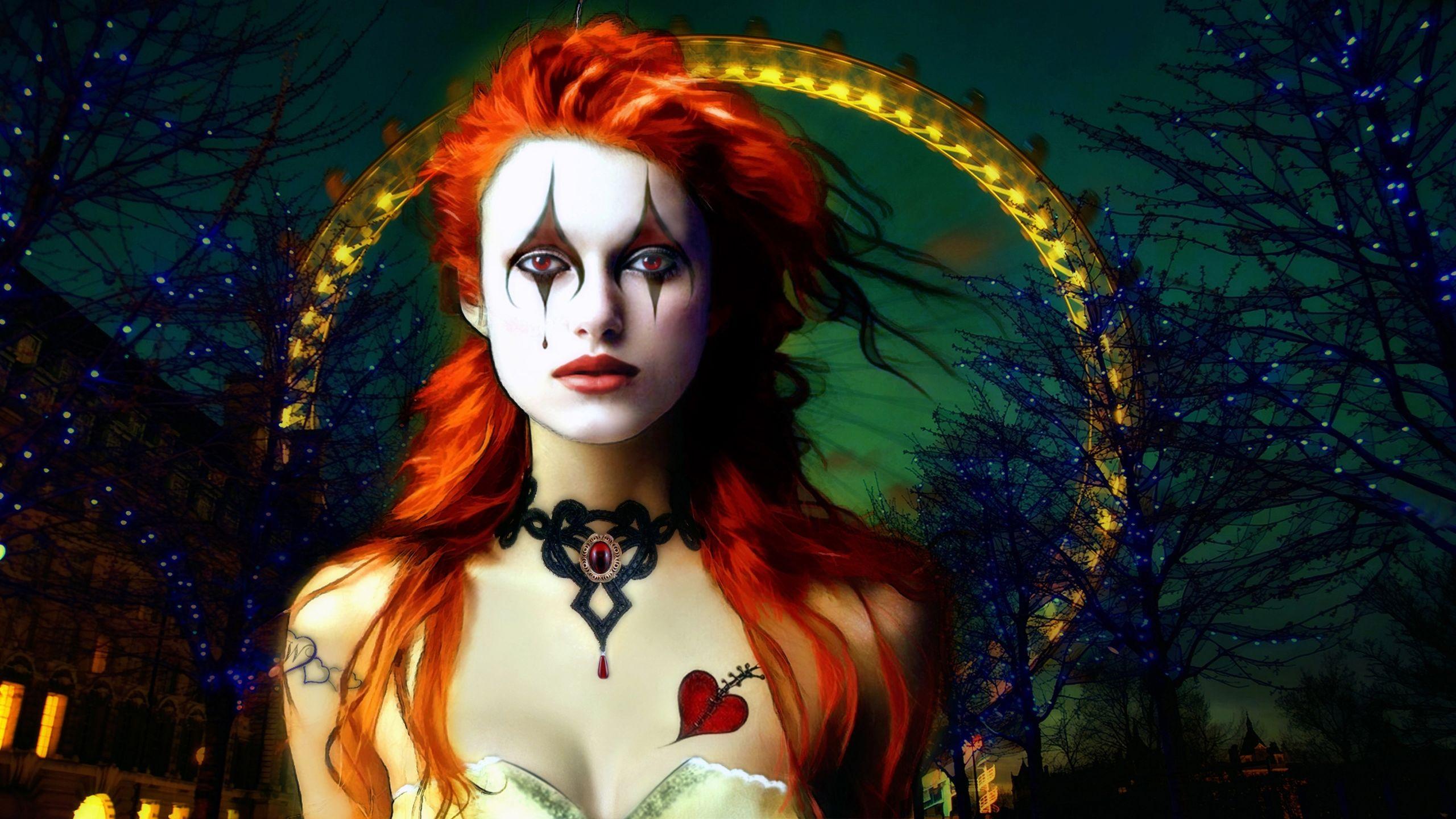Ragazza pagliaccio capelli rossi, 2560x1440 1440p, Monitor Gaming