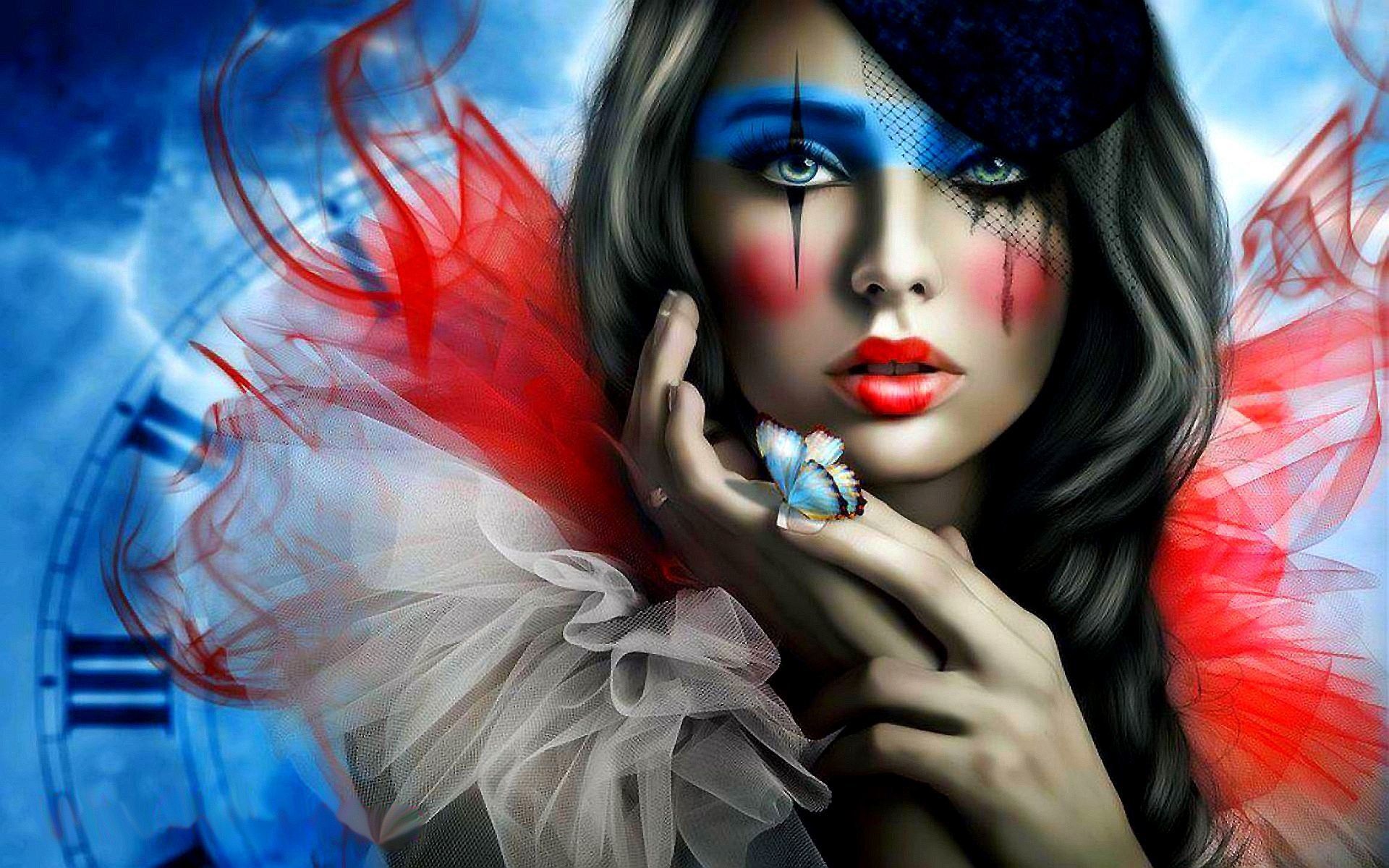 Ragazza trucco pagliaccio con fiocco, 1440x900 HD, MacBook Air