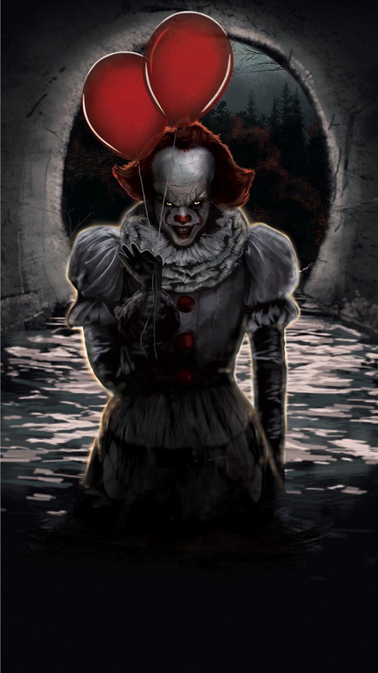 Pennywise clown con palloncini rossi, 750x1334 Full HD Verticale, Smartphone