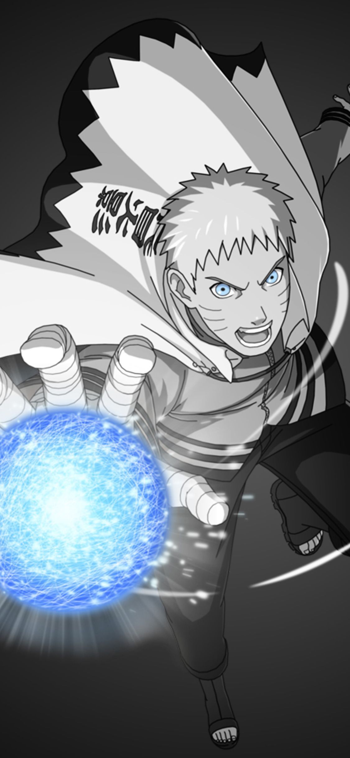 Naruto Rasengan bianco e nero, 1125x2436 Full HD Verticale, iPhone