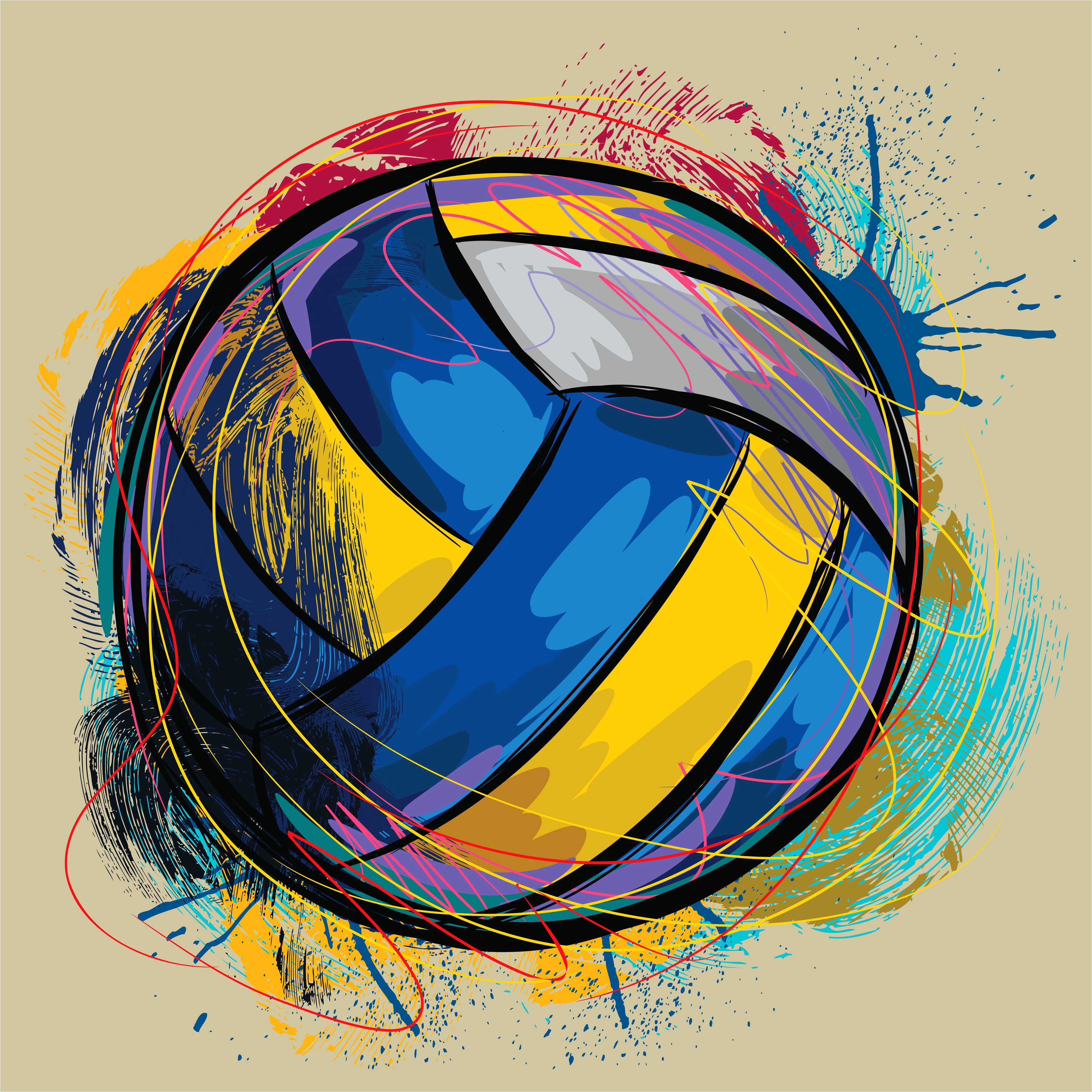 Pallone da pallavolo colorato artistico, 4502x4502 4K, PC Desktop