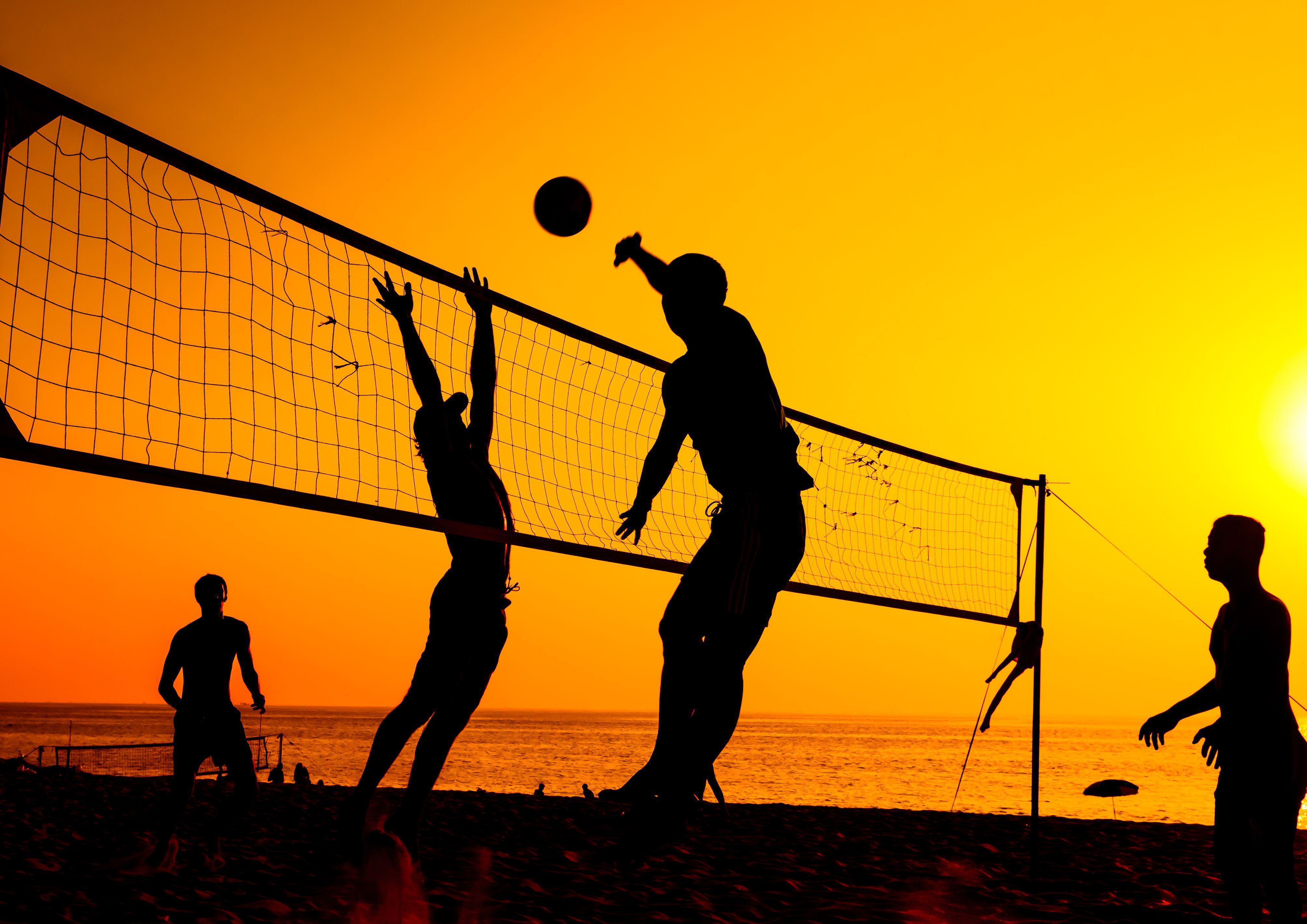 Sagome pallavolo spiaggia tramonto, 4014x2839 Ultra HD, PC
