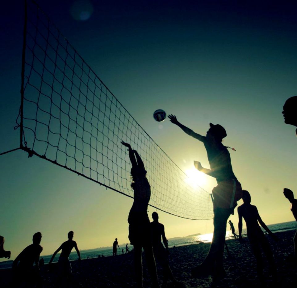 Pallavolo spiaggia controluce tramonto, 962x931 HD, Monitor Gaming