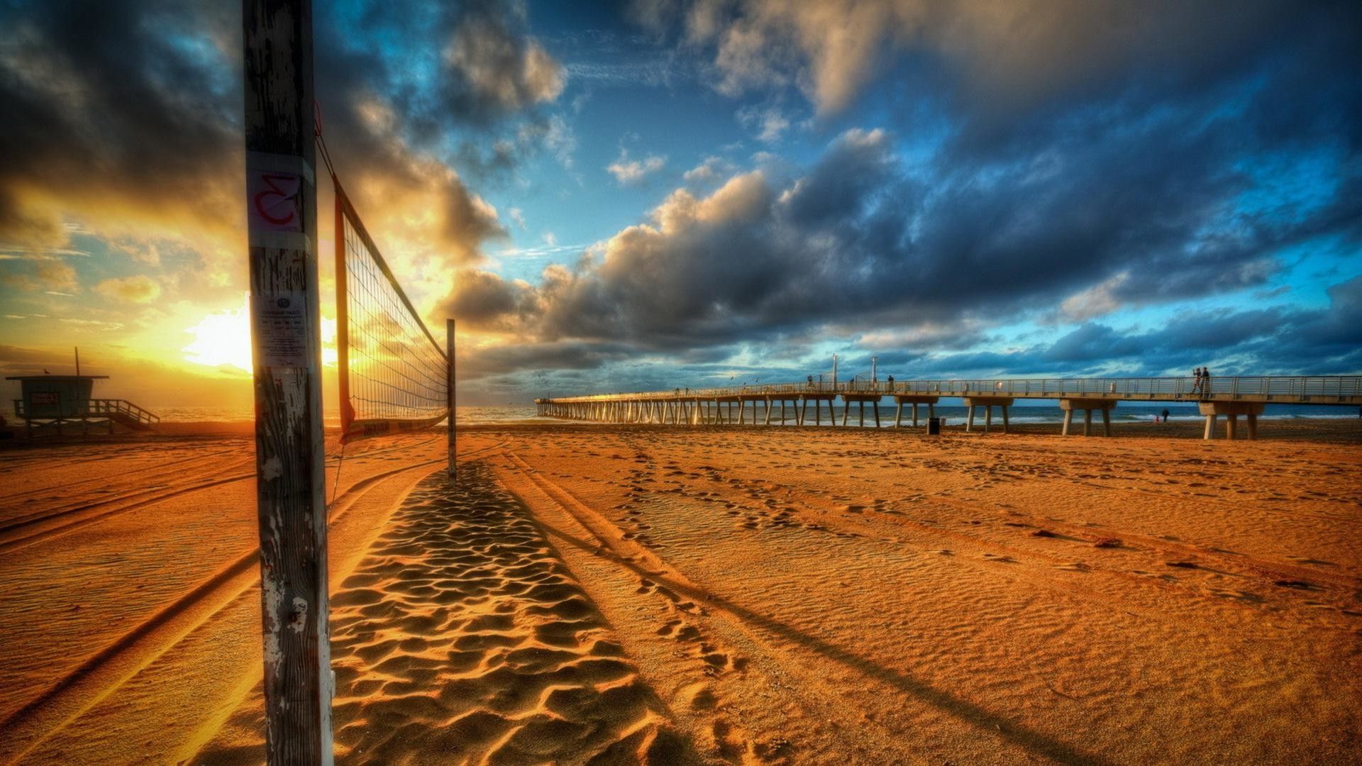 Rete pallavolo spiaggia tramonto, 1920x1080 Full HD 1080p, PC