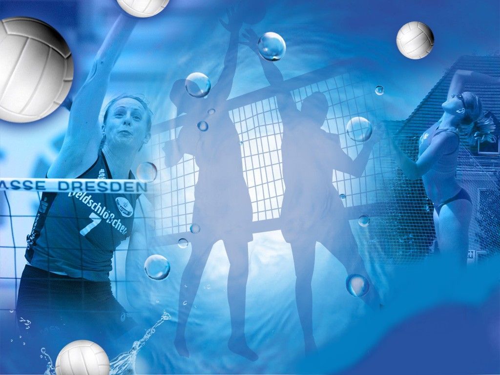 Pallavolo silhouette blu giocatori, 1024x768 HD, PC Desktop
