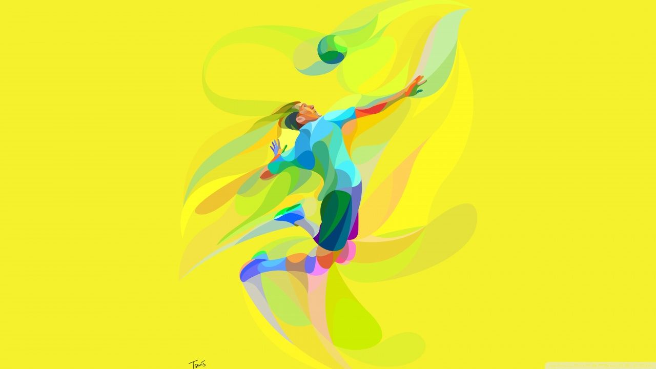 Giocatore pallavolo illustrazione astratta gialla, 1280x720 720p, PC