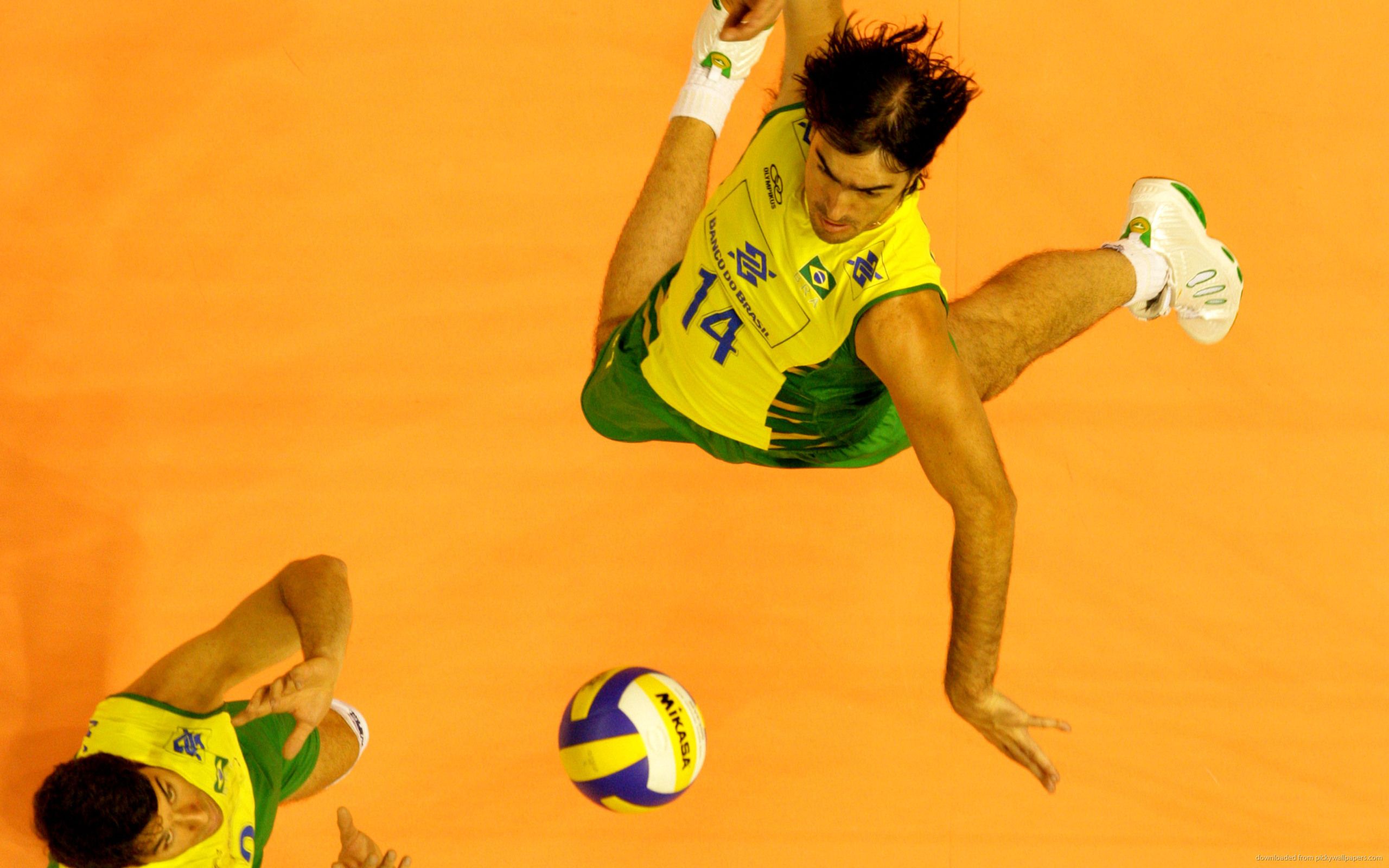 Giocatori pallavolo Brasile campo arancione, 2560x1600 2K+, Laptop