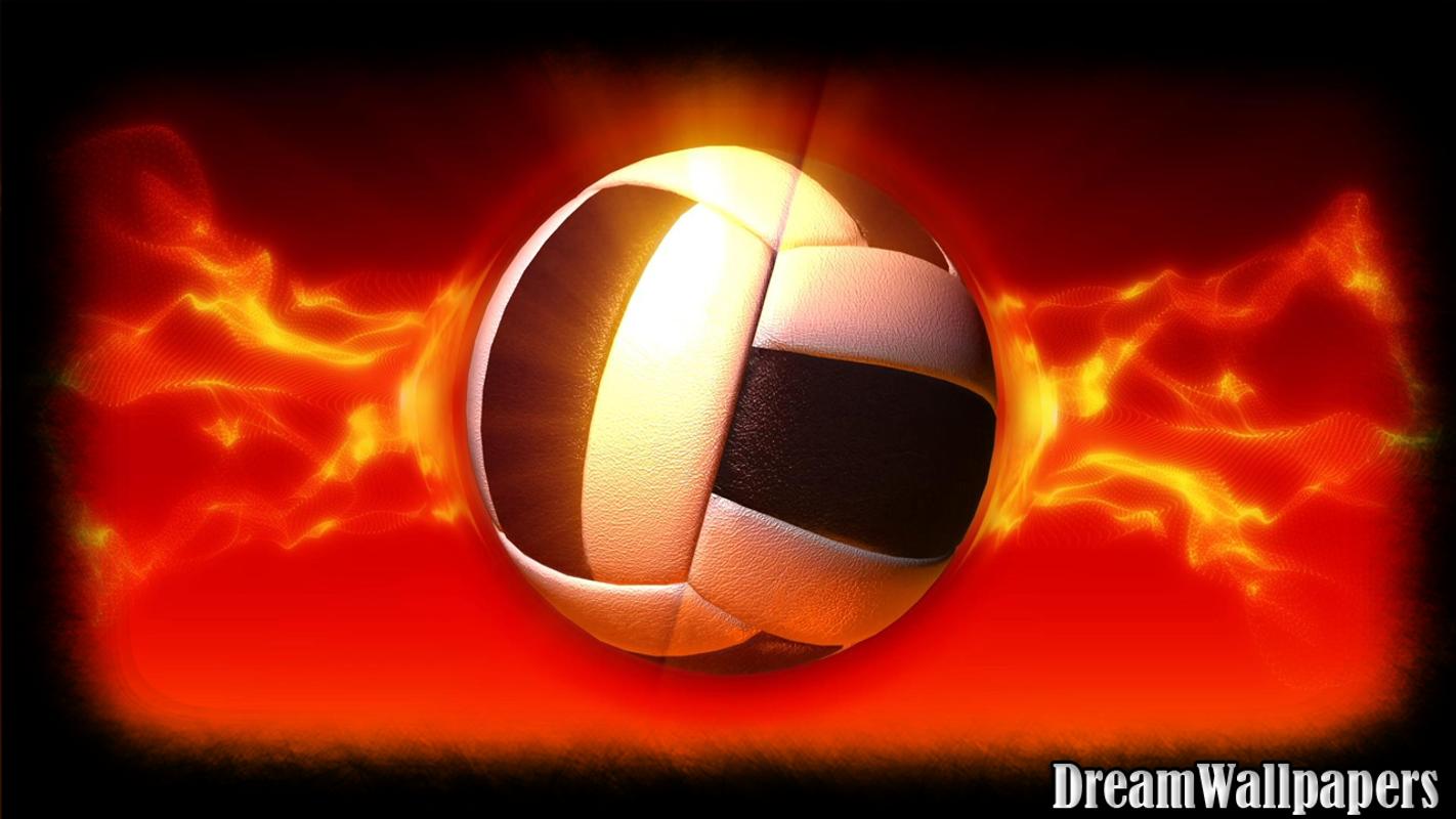 Pallone da pallavolo con fiamme rosse, 1422x800 HD, Desktop
